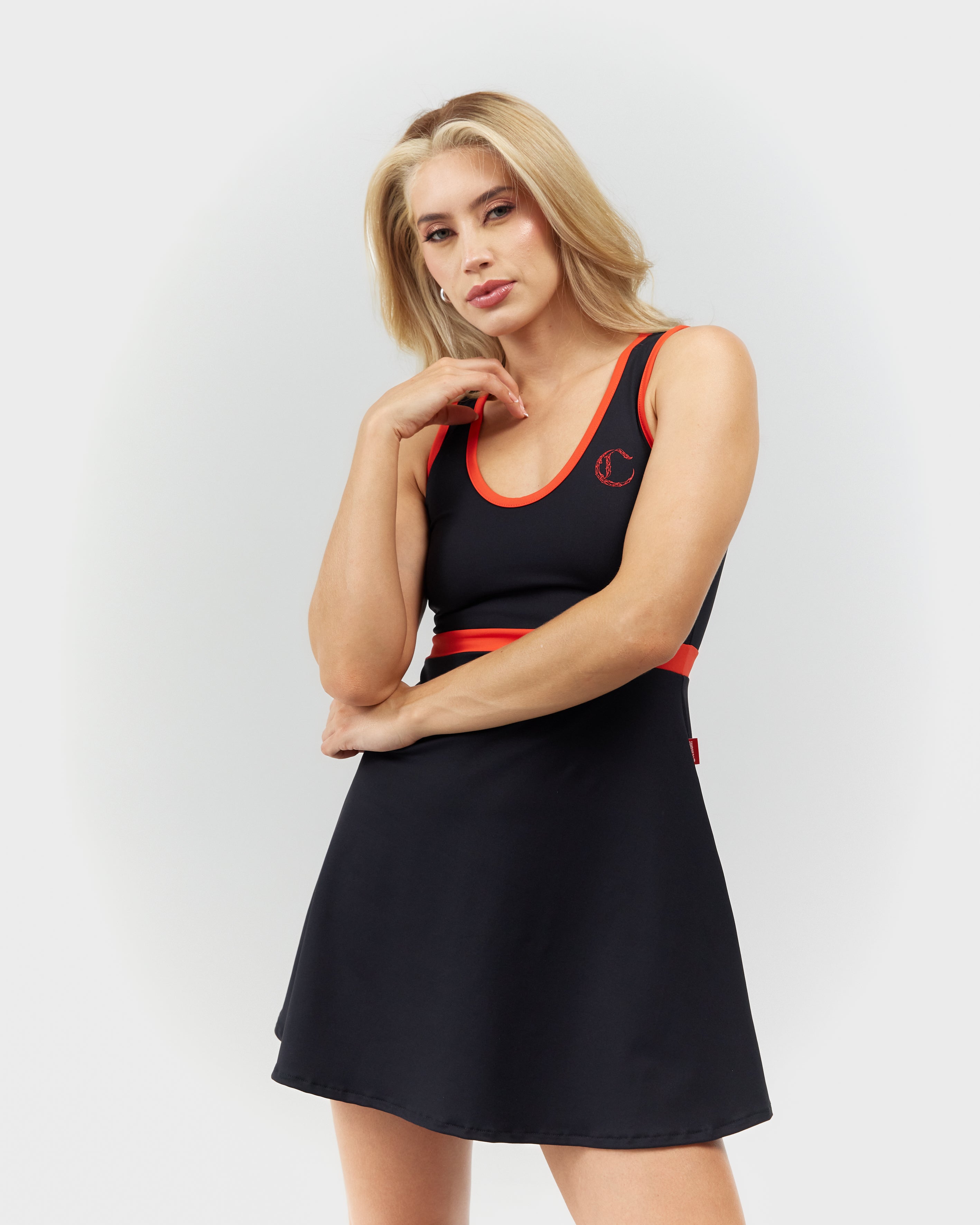 VESTIDO MUJER OPULENTIA NEGRO/ROJO CLEMONT