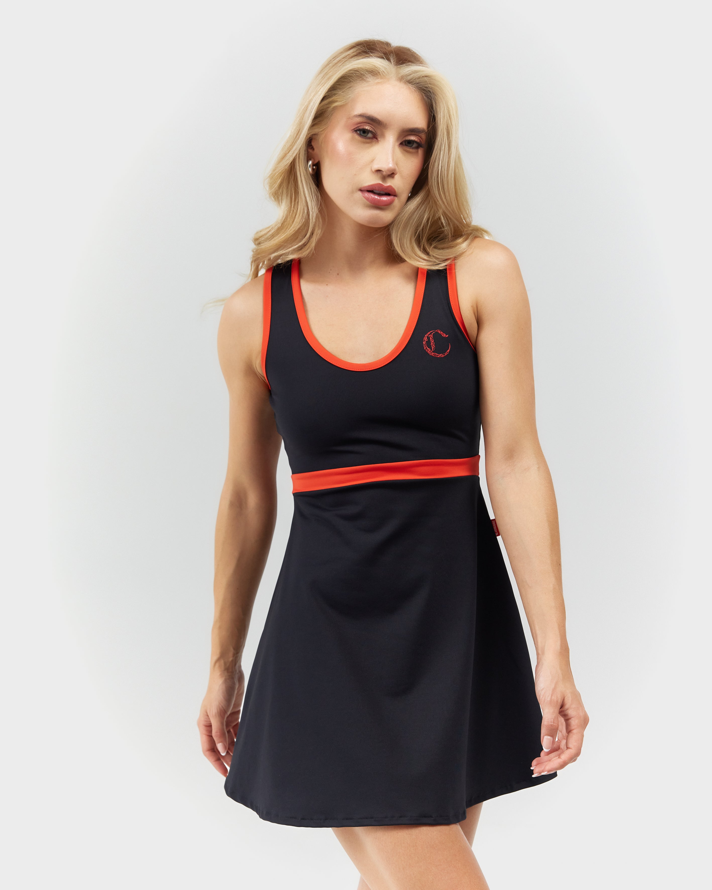 VESTIDO MUJER OPULENTIA NEGRO/ROJO CLEMONT