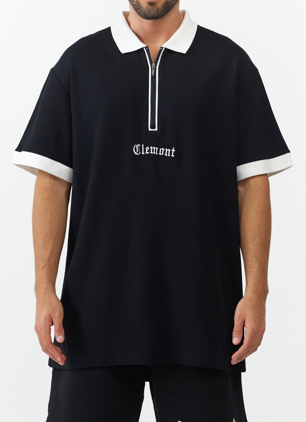 POLO SHIRT MEN  RETICOLO BLACK  CLEMONT