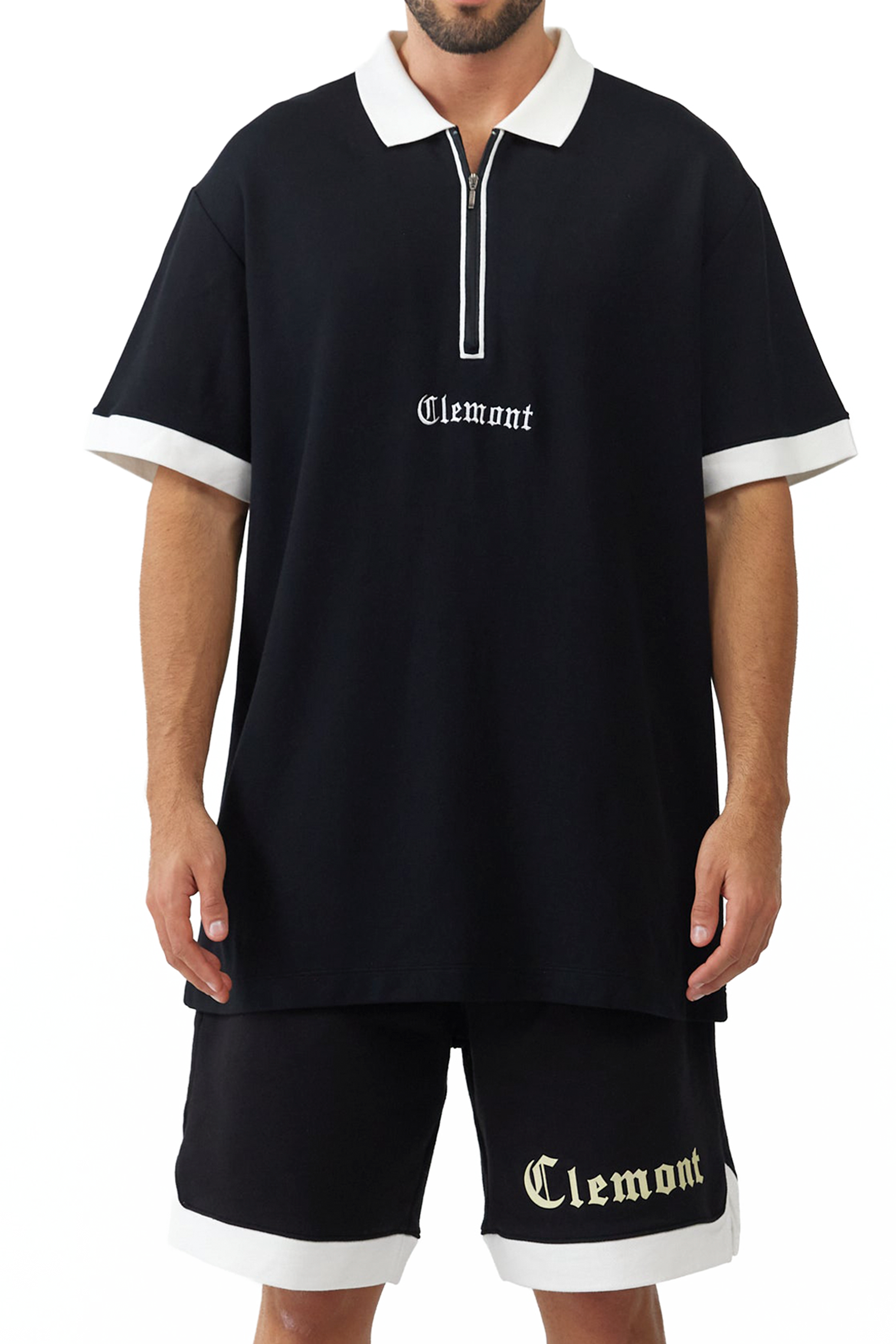 POLO SHIRT MEN RETICOLO BLACK CLEMONT