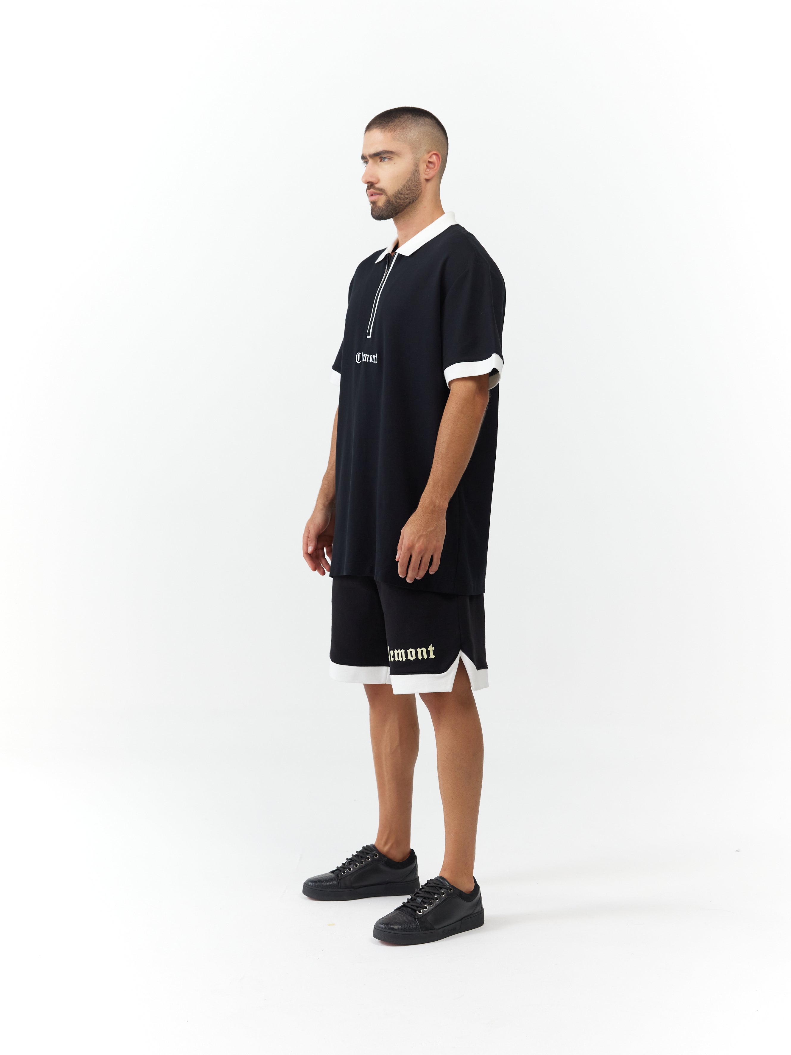 POLO SHIRT MEN RETICOLO BLACK CLEMONT