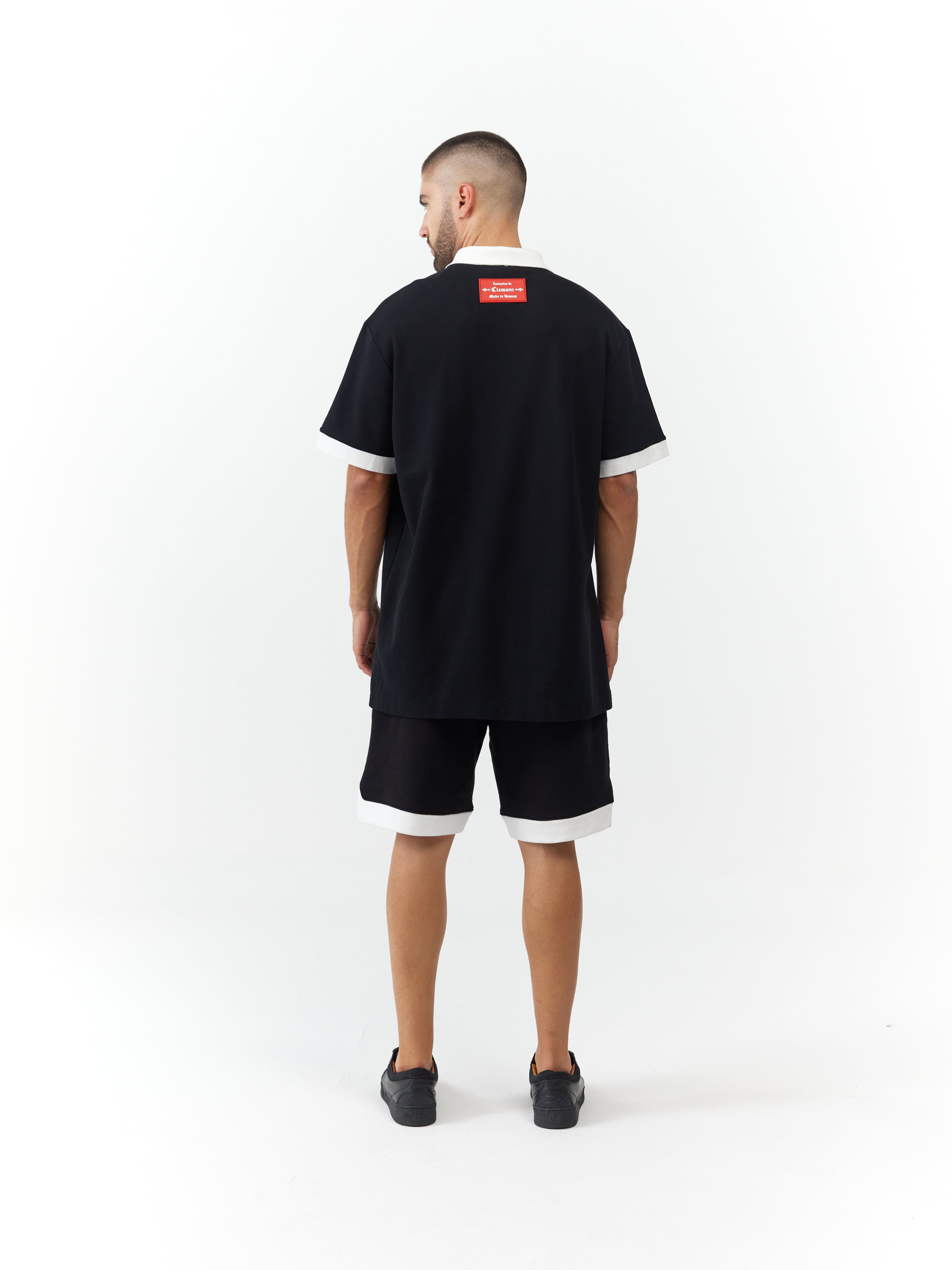 POLO SHIRT MEN RETICOLO BLACK CLEMONT