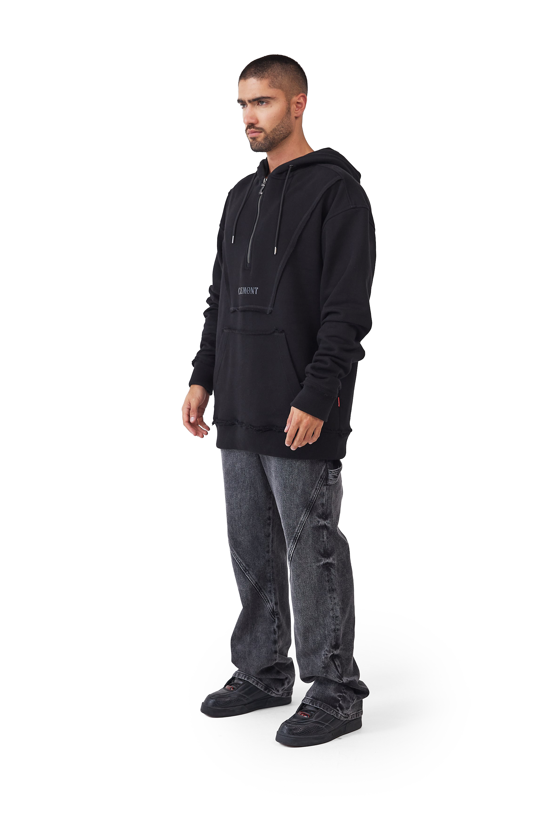 HOODIE OVERSIZED HOMBRE NERO NEGRO CLEMONT