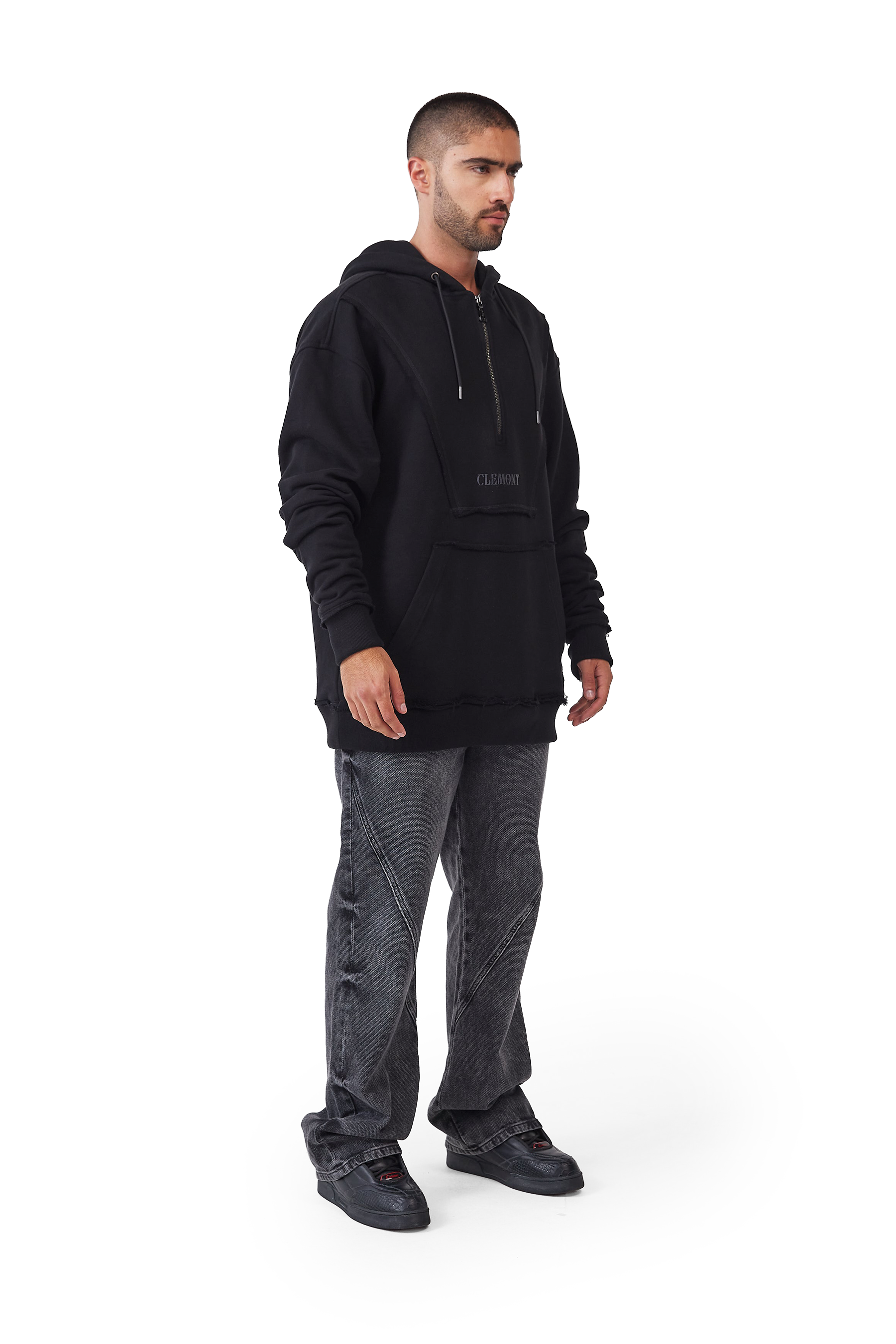 HOODIE OVERSIZED HOMBRE NERO NEGRO CLEMONT
