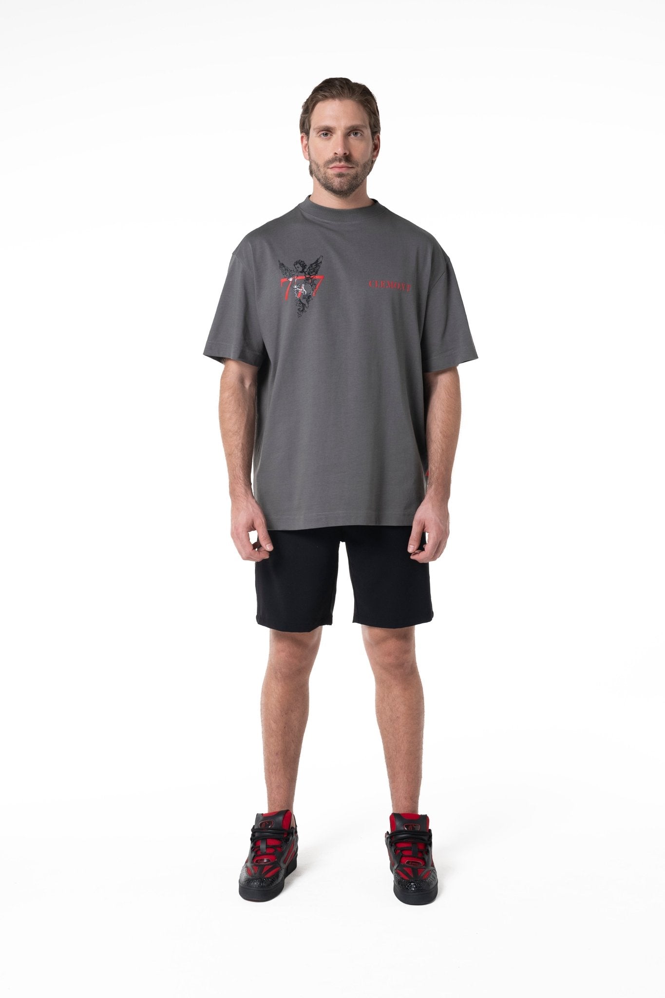 CAMISETA OVERSIZED HOMBRE PROMESSA GRIS OSCURO CLEMONT - Clemont Oficial
