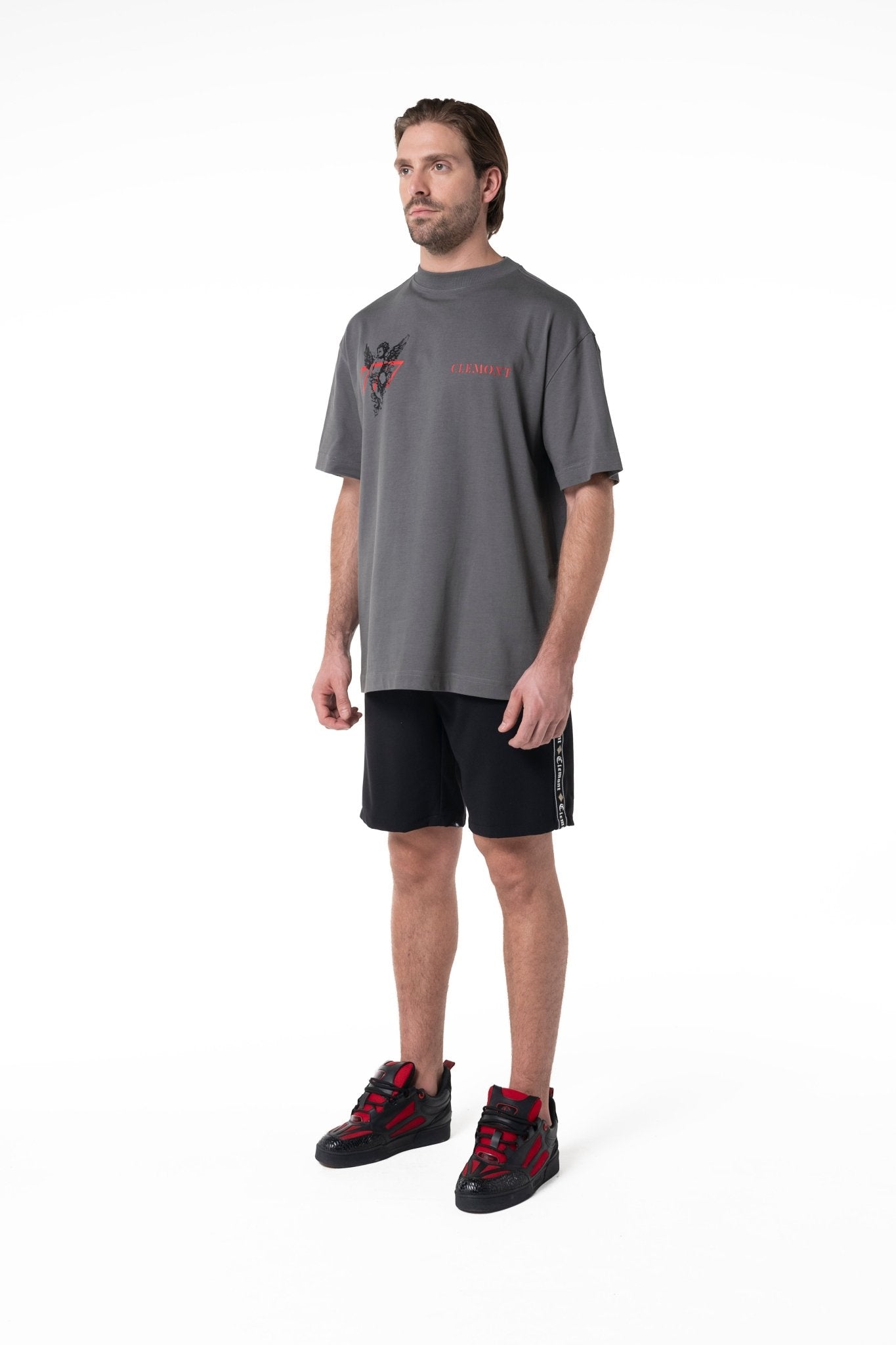 CAMISETA OVERSIZED HOMBRE PROMESSA GRIS OSCURO CLEMONT - Clemont Oficial