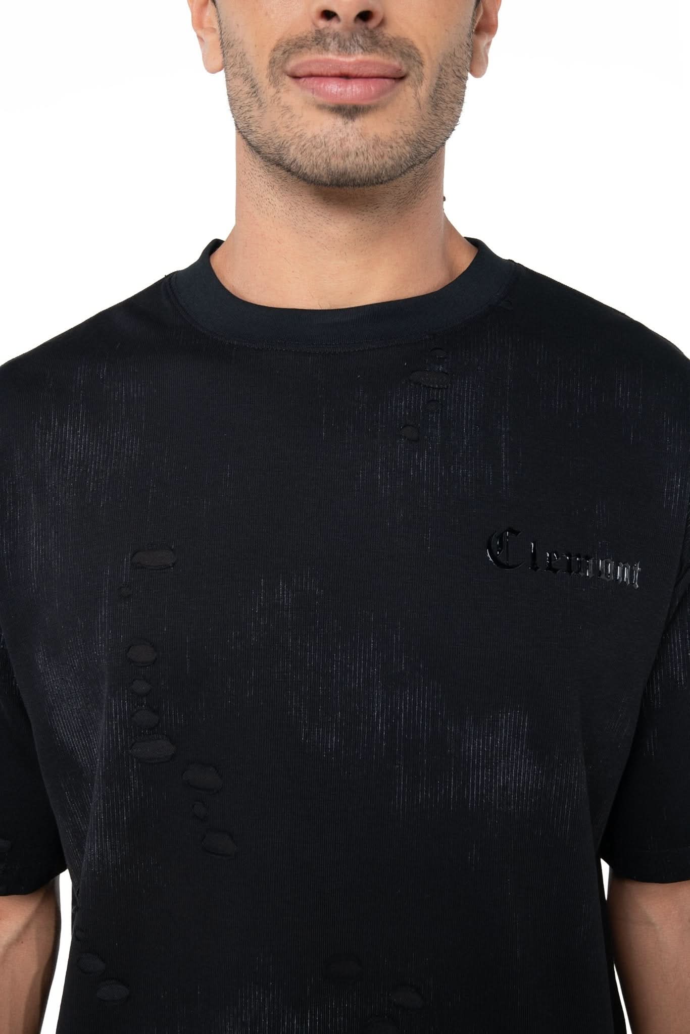 CAMISETA OVERSIZED MASCULINO ESTIVO NEGRO/SILVER CLEMONT - Clemont Oficial