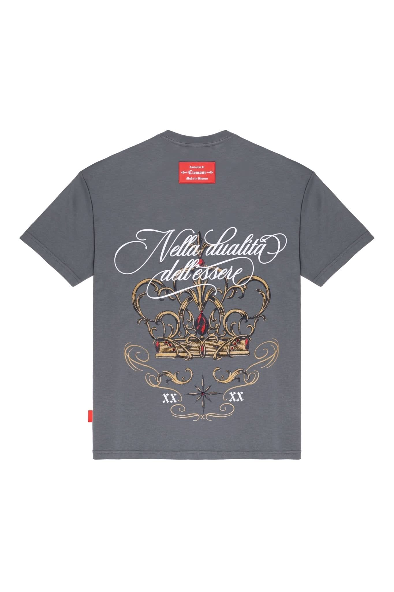 CAMISETA OVERSIZED MASCULINO FILIGRANA GRIS OSCURO CLEMONT - CLEMONT.CO S.A.S.