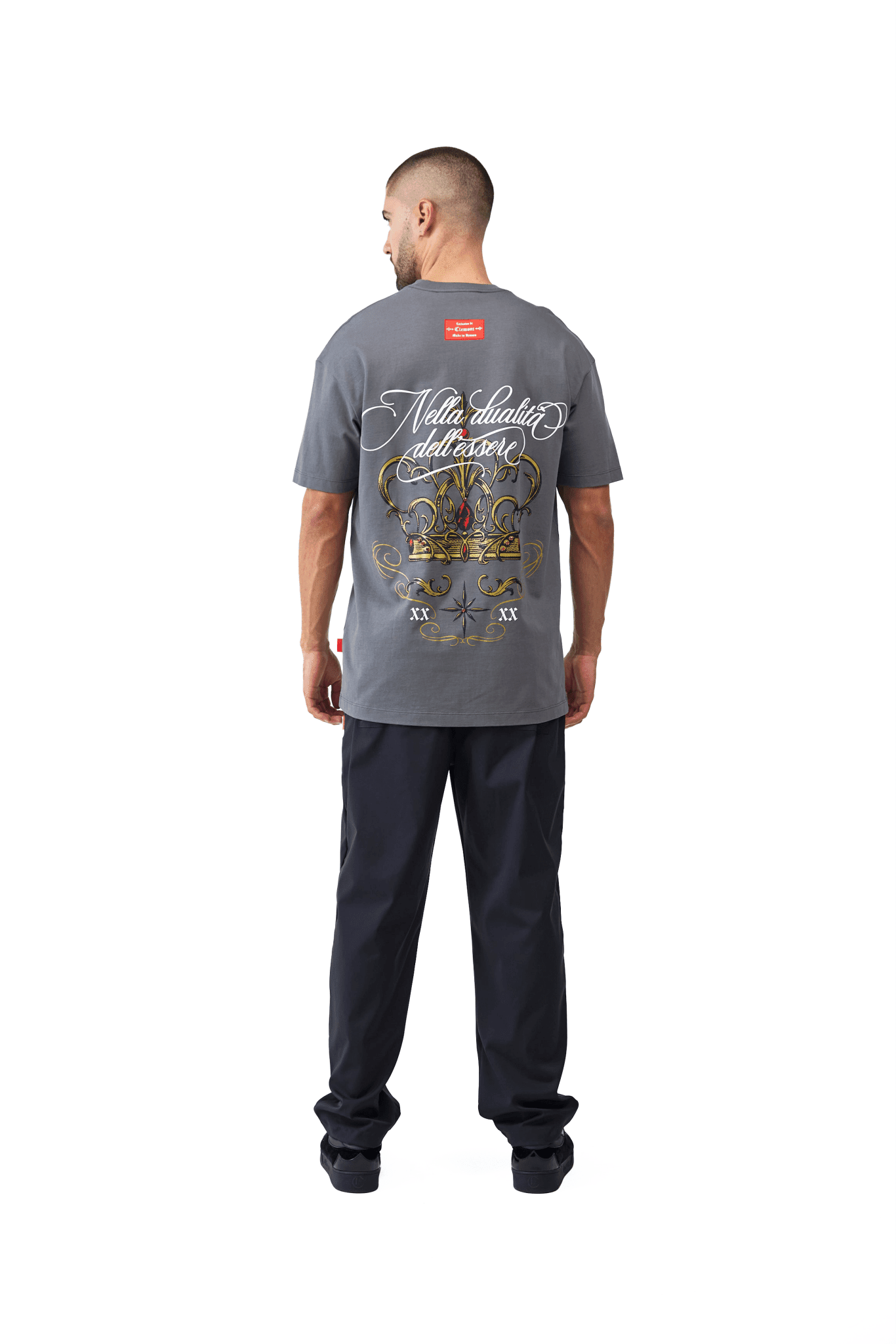 CAMISETA OVERSIZED MASCULINO FILIGRANA GRIS OSCURO CLEMONT - CLEMONT.CO S.A.S.