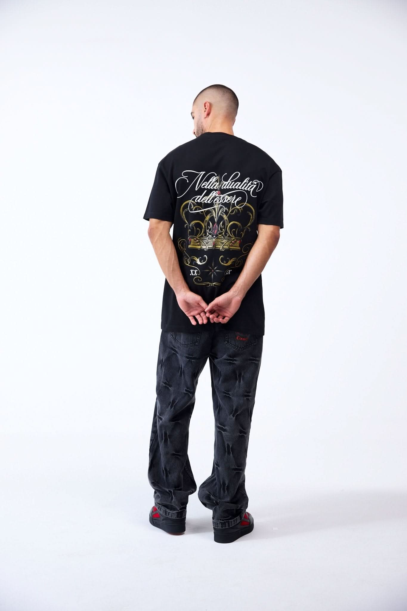 CAMISETA OVERSIZED MASCULINO FILIGRANA NEGRO CLEMONT - Clemont Oficial