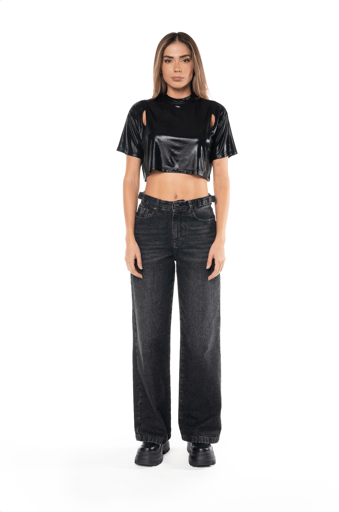 CROP TOP PLATINATO NEGRO FEMENINO CLEMONT - CLEMONT.CO S.A.S.
