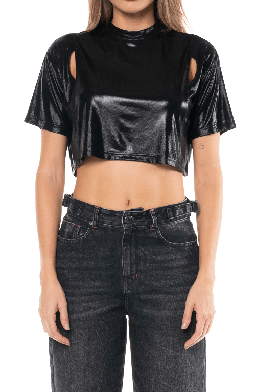 CROP TOP PLATINATO NEGRO FEMENINO CLEMONT - Clemont Oficial