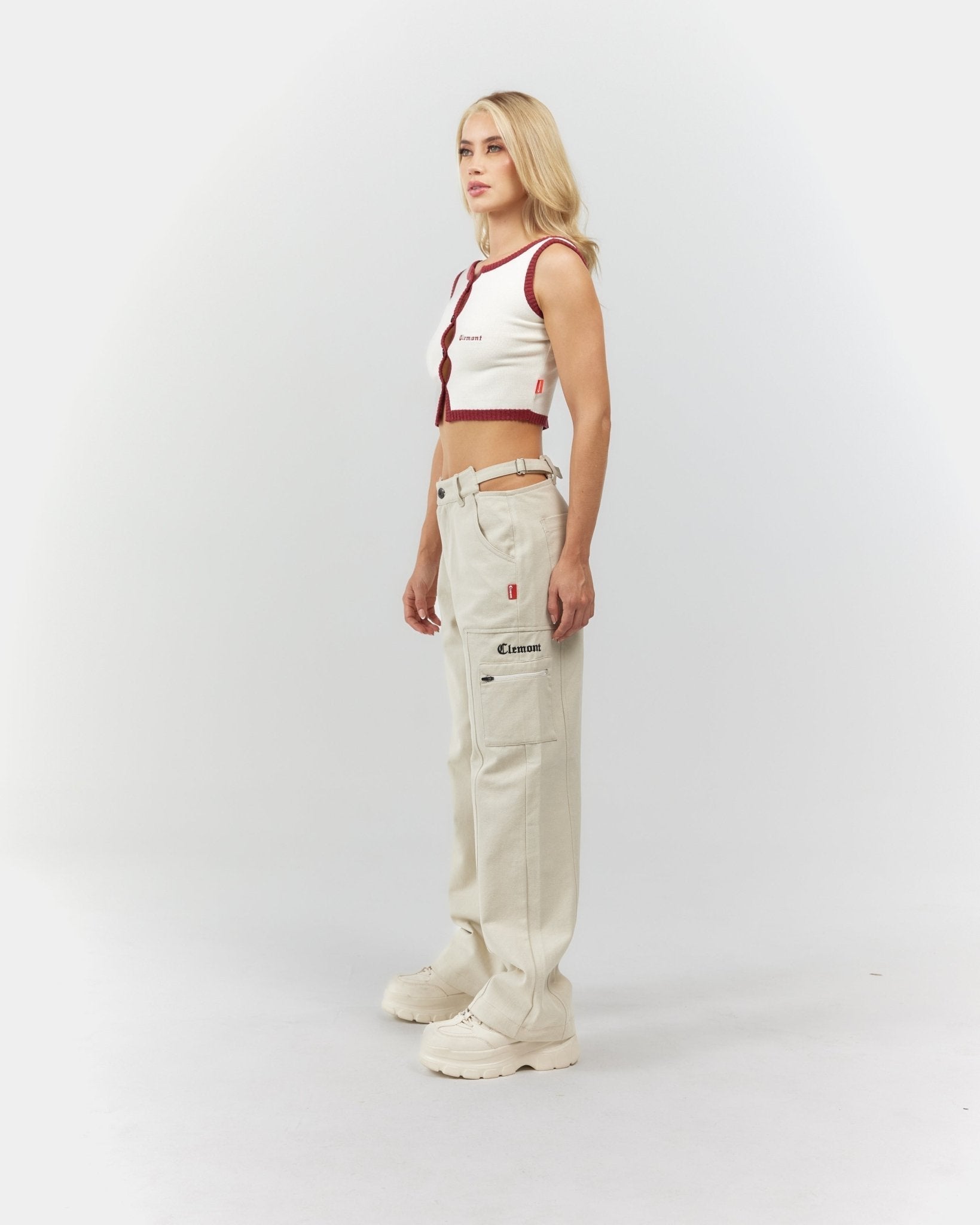 CROP TOP WOMEN ELEGANZA CREAM/RED CLEMONT - CLEMONT.CO S.A.S.