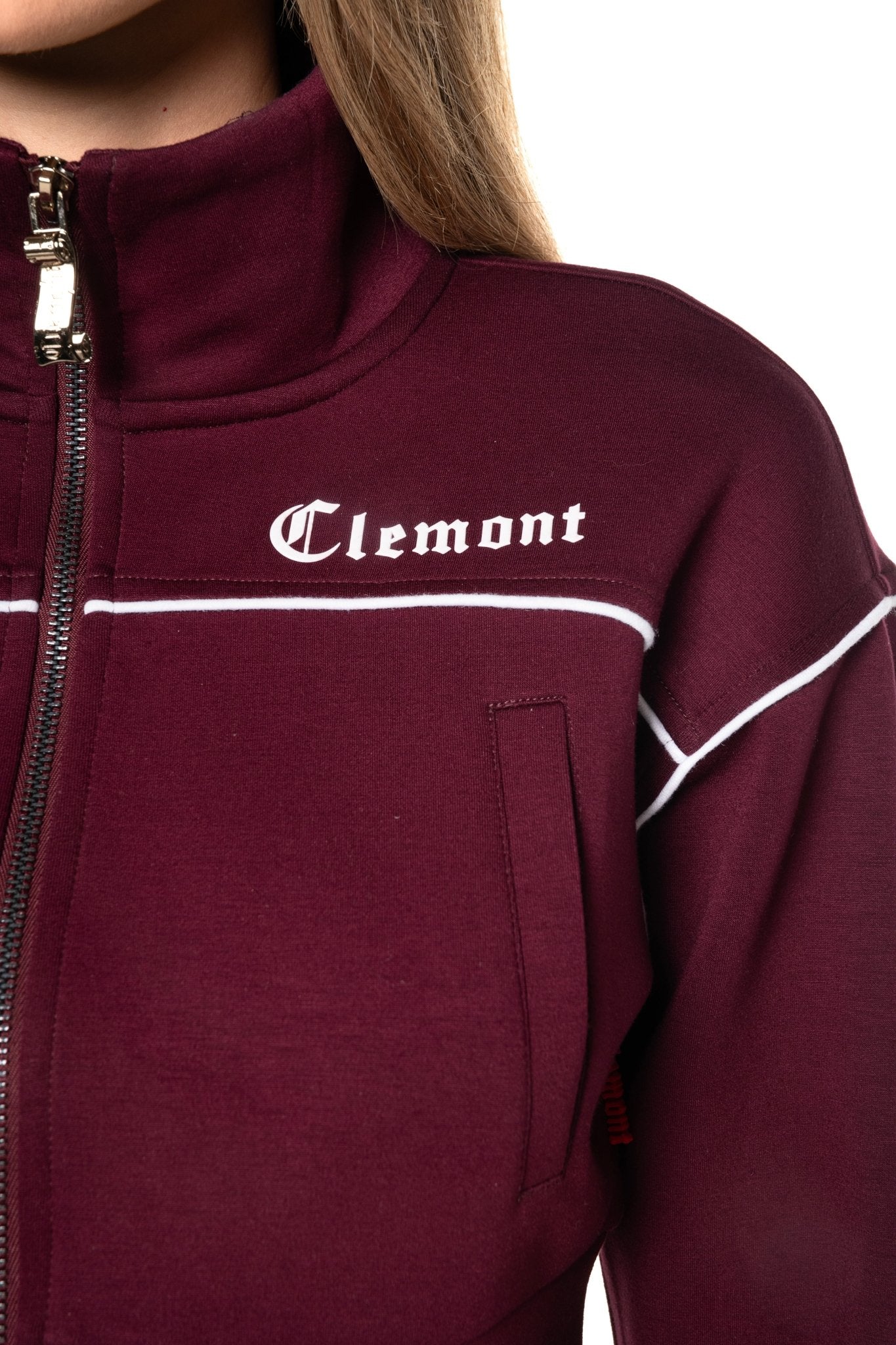 SWEATER CROPPED MUJER BREZZA VINOTINTO/CREMA CLEMONT - Clemont Oficial