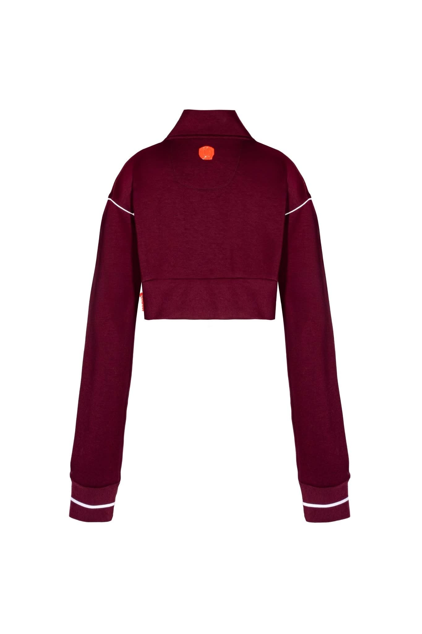 SWEATER CROPPED MUJER BREZZA VINOTINTO/CREMA CLEMONT - Clemont Oficial