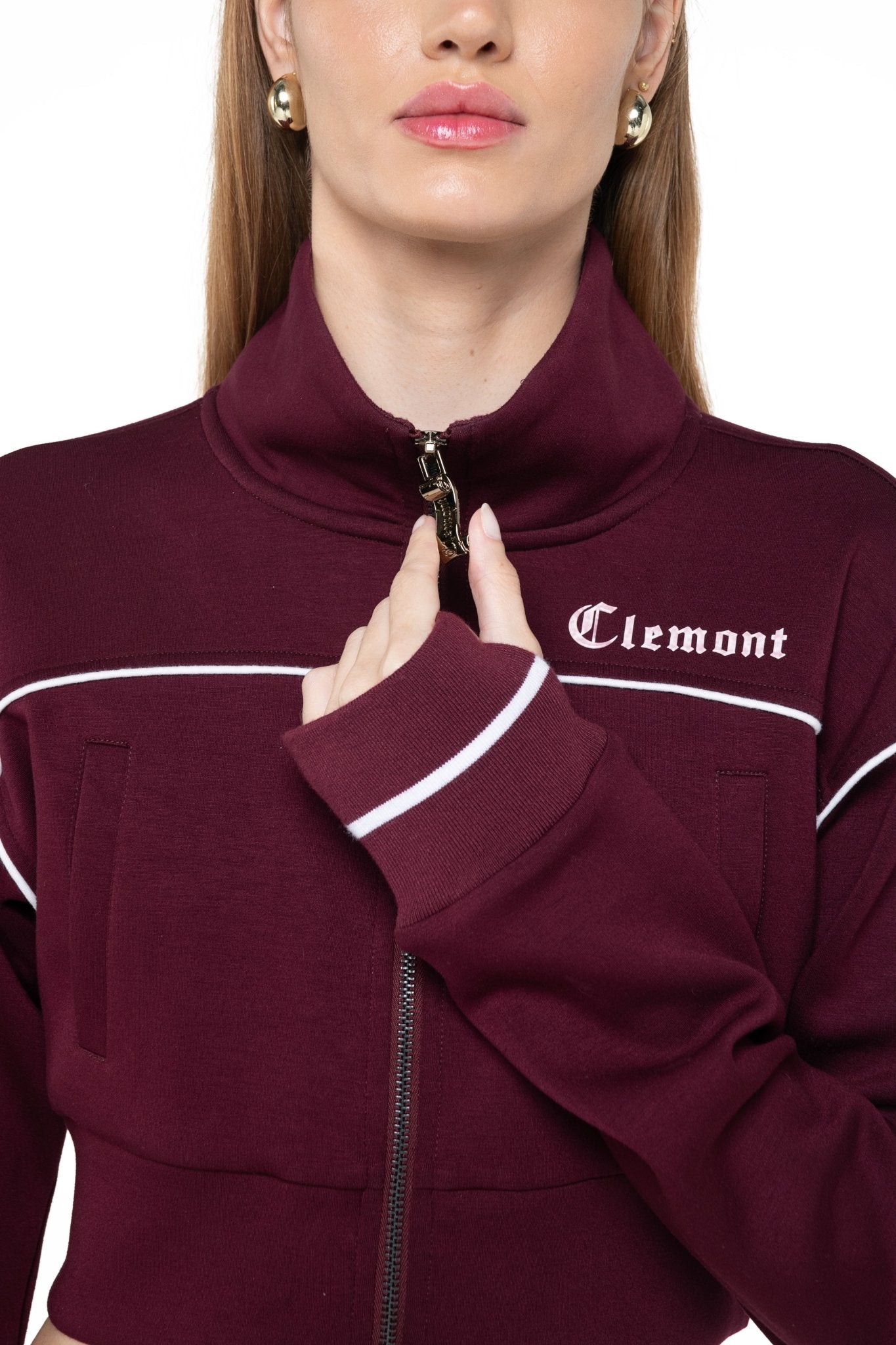 SWEATER CROPPED MUJER BREZZA VINOTINTO/CREMA CLEMONT - Clemont Oficial