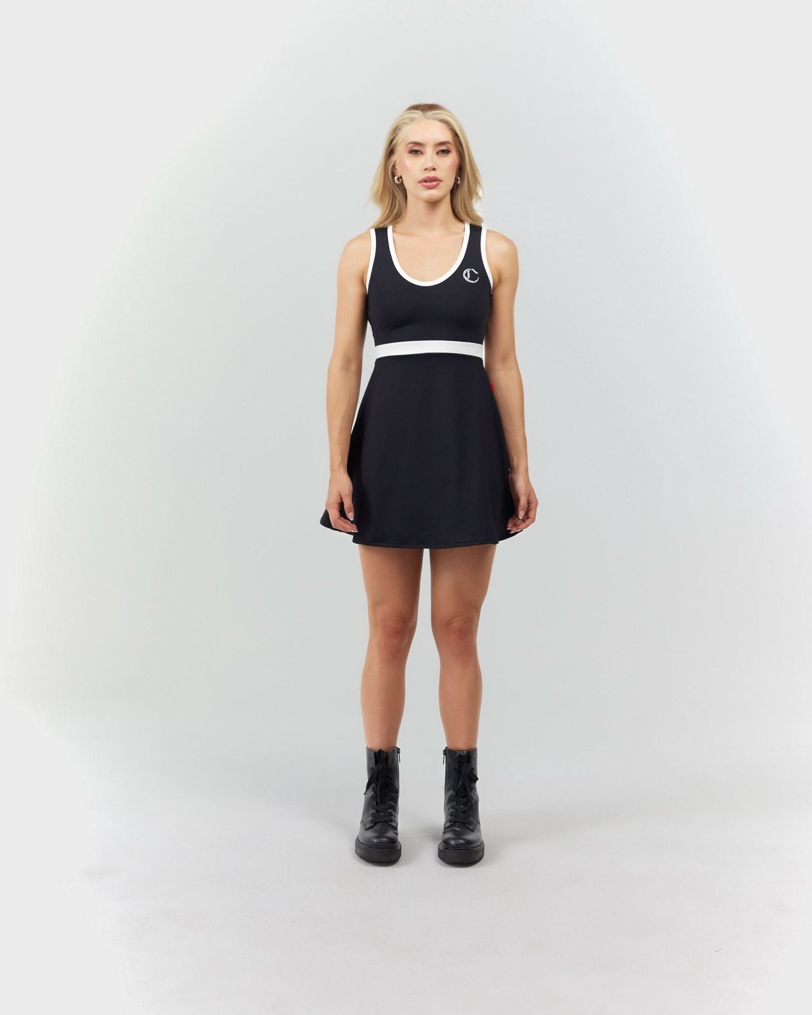 VESTIDO MUJER OPULENTIA NEGRO/CREMA CLEMONT - Clemont Oficial