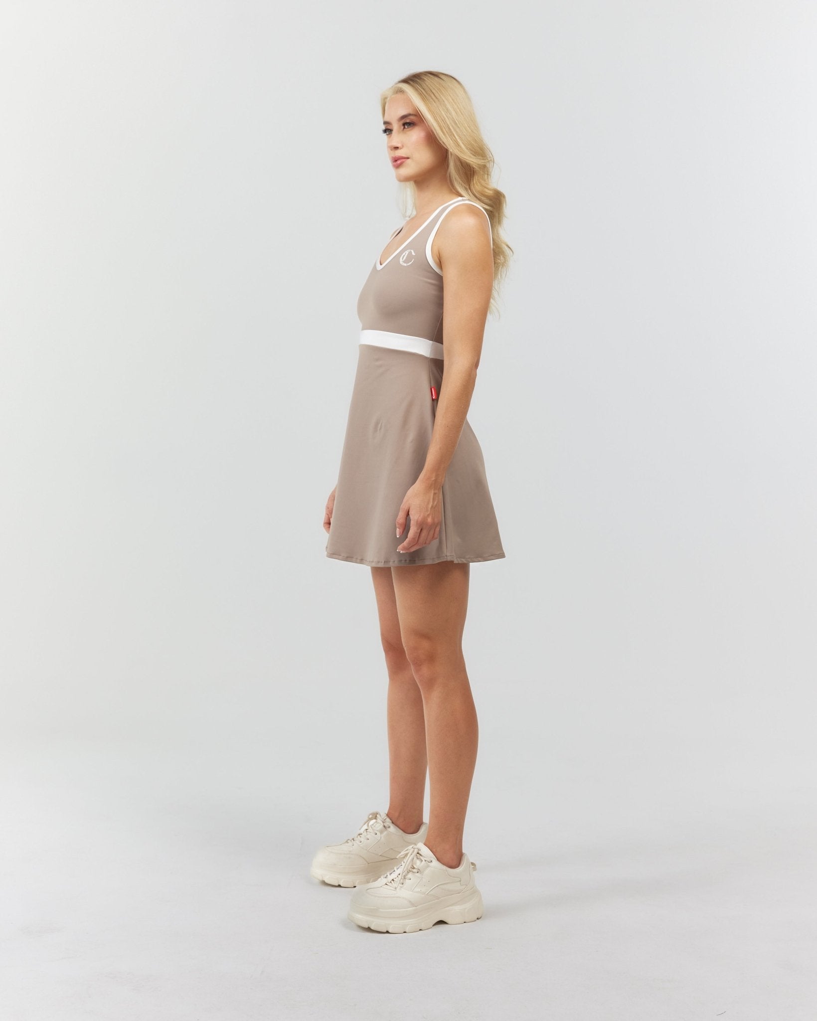 VESTIDO MUJER OPULENTIA TAUPE/CREAM CLEMONT - CLEMONT.CO S.A.S.