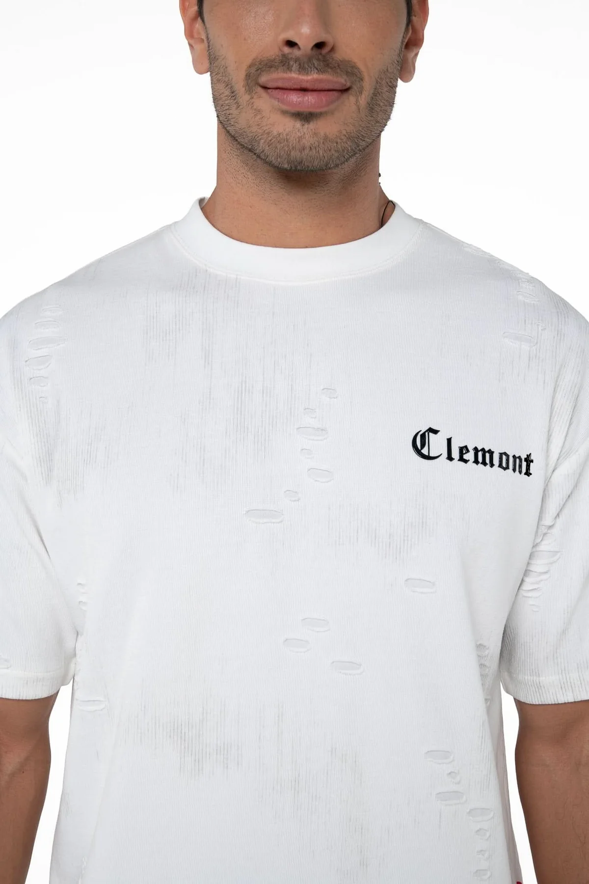 CAMISETA OVERSIZED MASCULINO ESTIVO CREMA/NEGRO CLEMONT