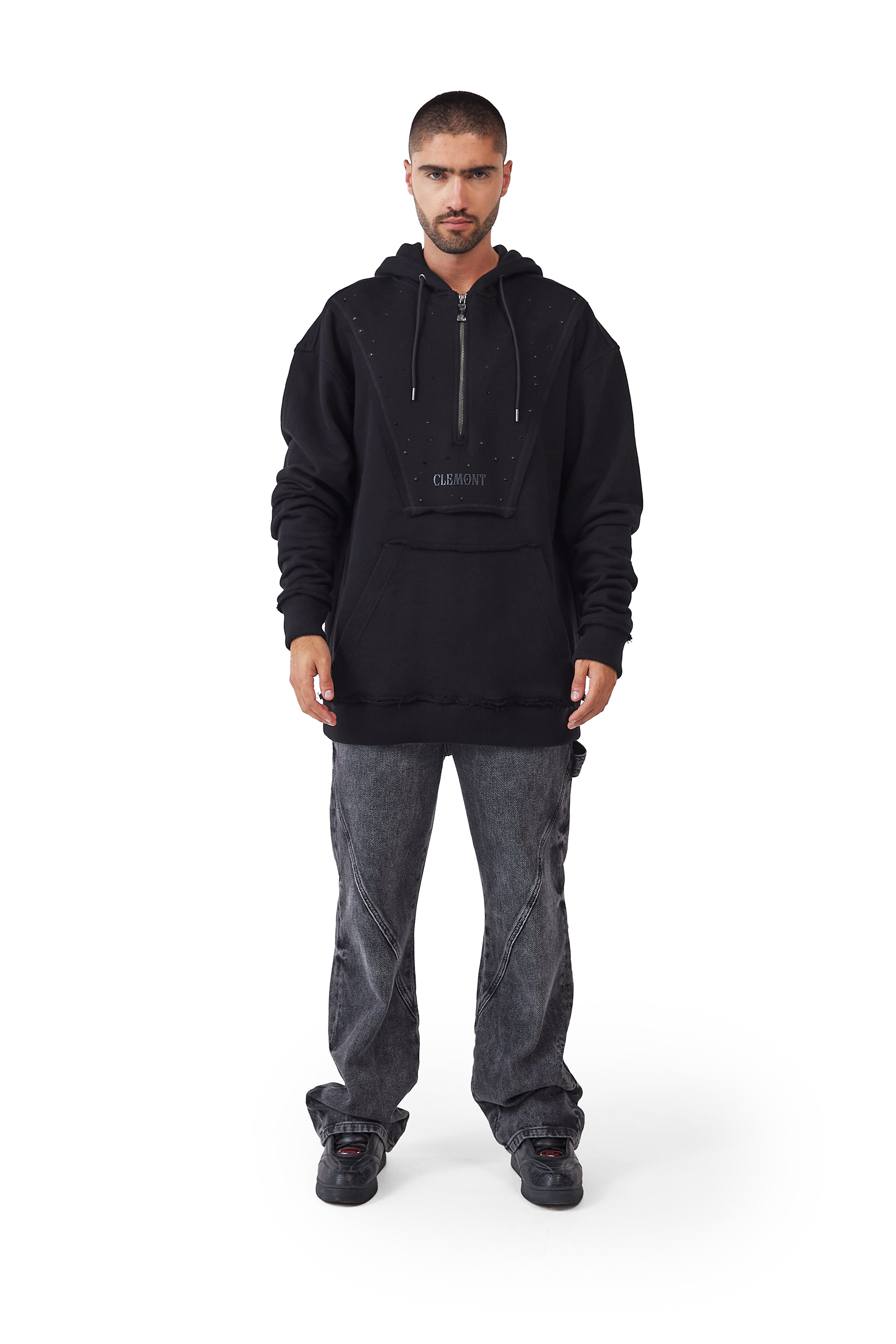 HOODIE OVERSIZED HOMBRE NERO NEGRO CLEMONT