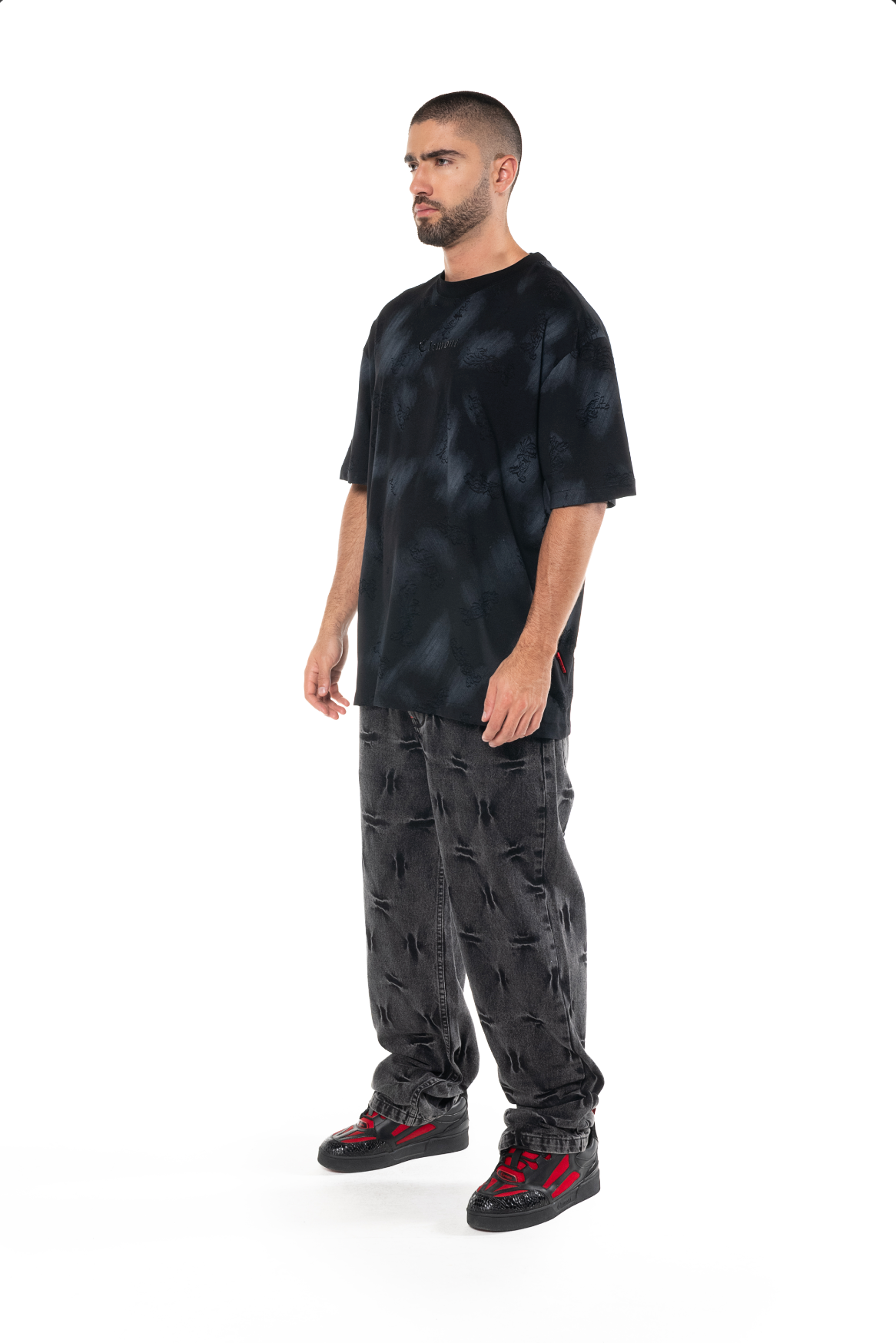 OVERSIZED CITTA BLACK MEN'S T-SHIRT CLEMONT