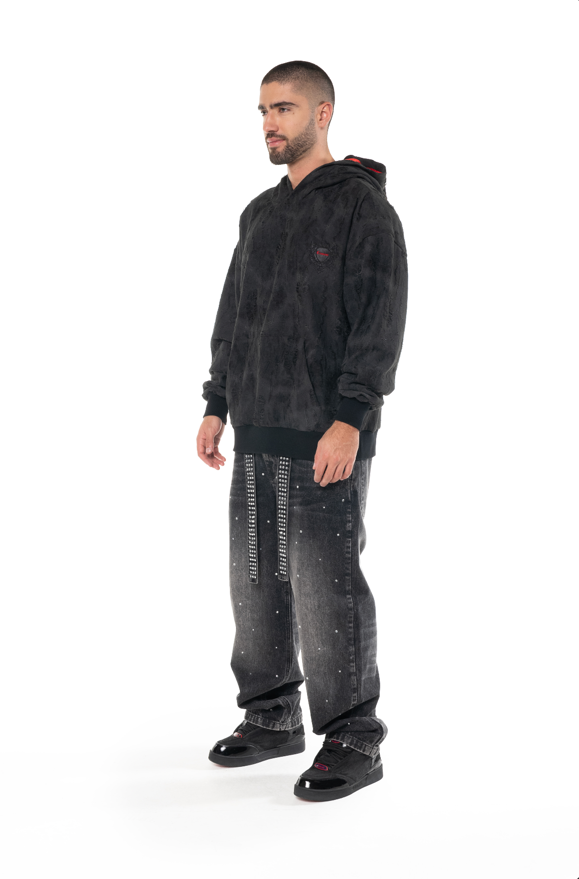 BLACK MEN'S HOODIE DISPERAZIONE CLEMONT