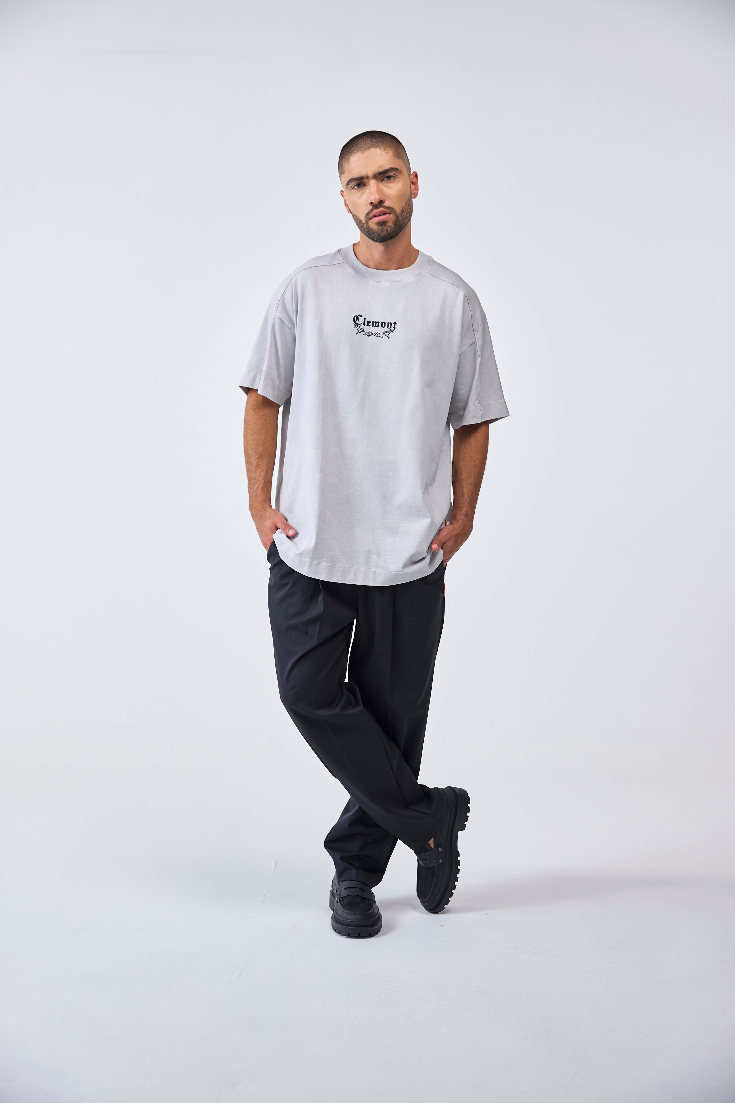 CAMISETA OVERSIZED MASCULINO FRAMMENTO GRIS CLEMONT