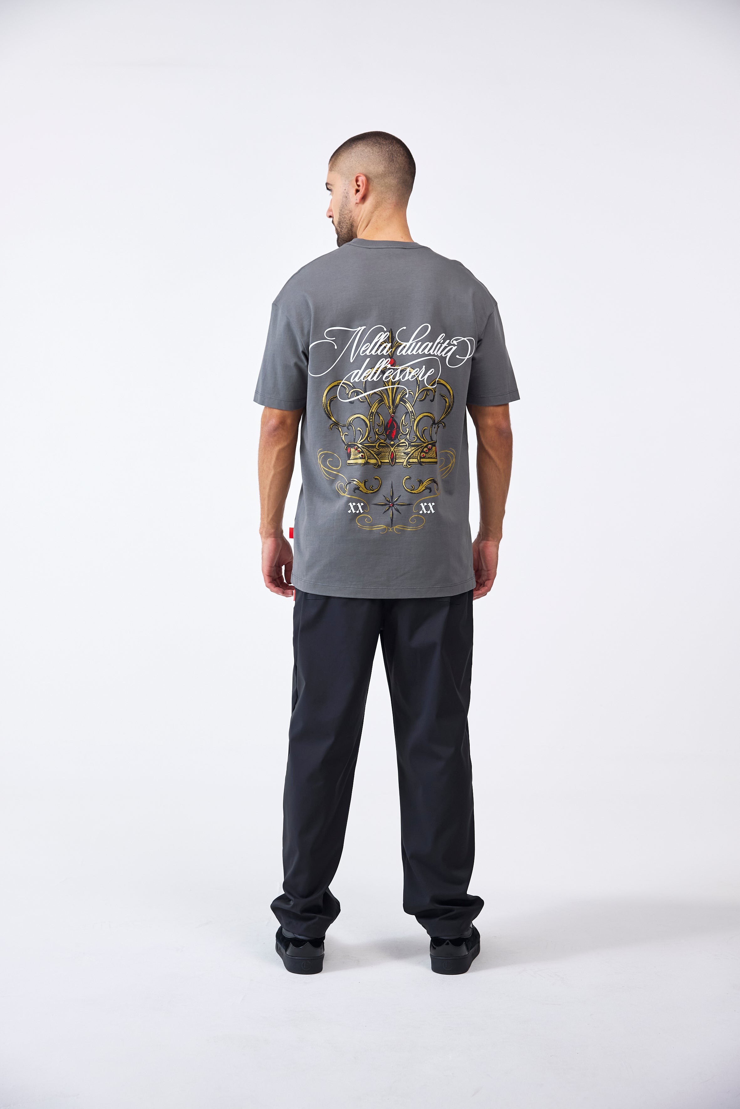 CAMISETA OVERSIZED MASCULINO FILIGRANA GRIS OSCURO CLEMONT