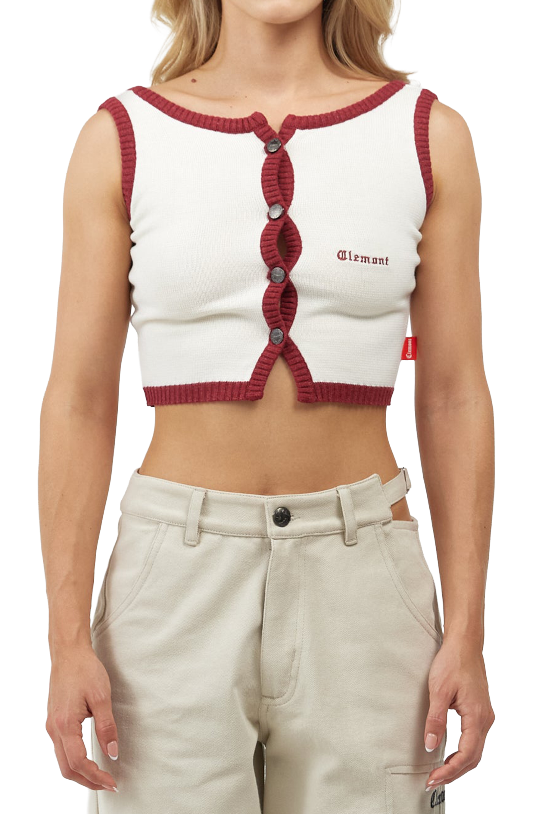 CROP TOP WOMEN  ELEGANZA CREAM/RED CLEMONT