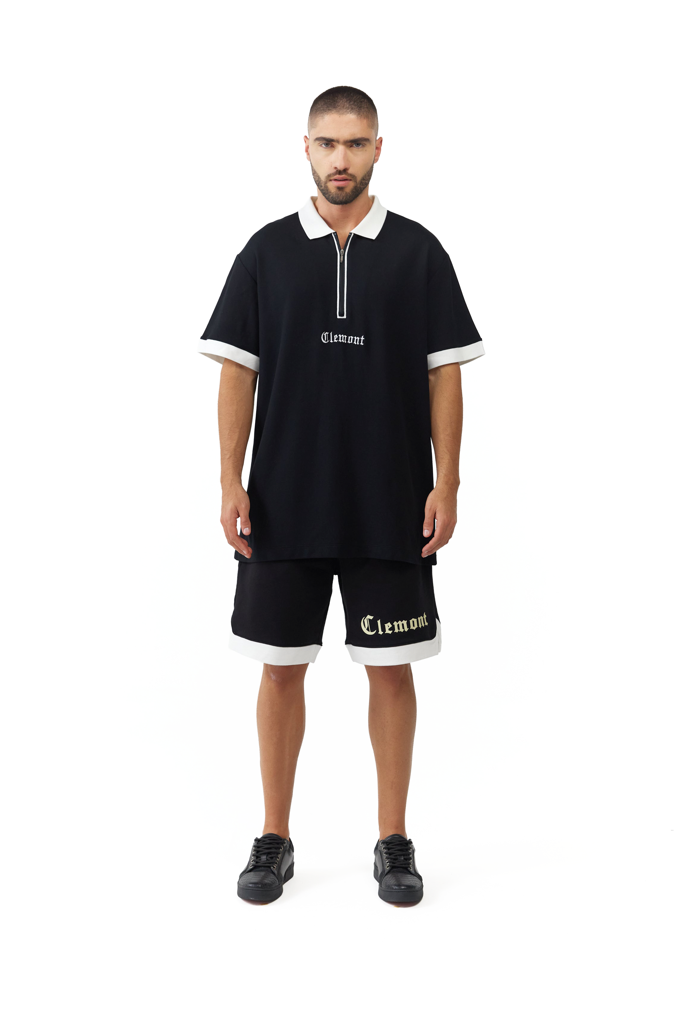 POLO SHIRT MEN  RETICOLO BLACK  CLEMONT