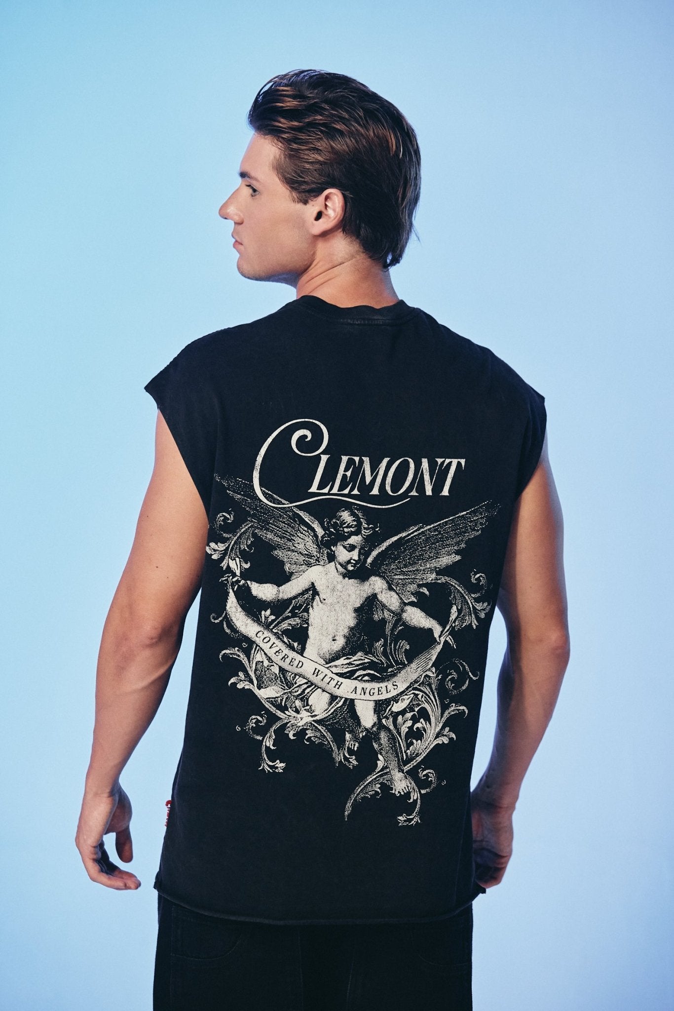 CAMISETA HOMBRE ADOMBRARE LAVADO ÁCIDO NEGRO CLEMONT - Clemont Oficial
