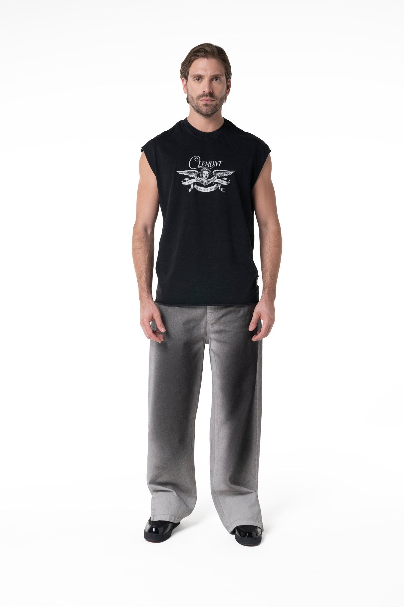 CAMISETA HOMBRE ADOMBRARE LAVADO ÁCIDO NEGRO CLEMONT - Clemont Oficial