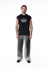 CAMISETA HOMBRE ADOMBRARE LAVADO ÁCIDO NEGRO CLEMONT - Clemont Oficial