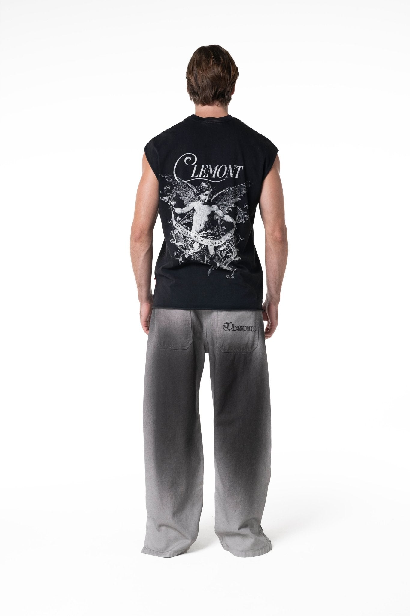 CAMISETA HOMBRE ADOMBRARE LAVADO ÁCIDO NEGRO CLEMONT - Clemont Oficial