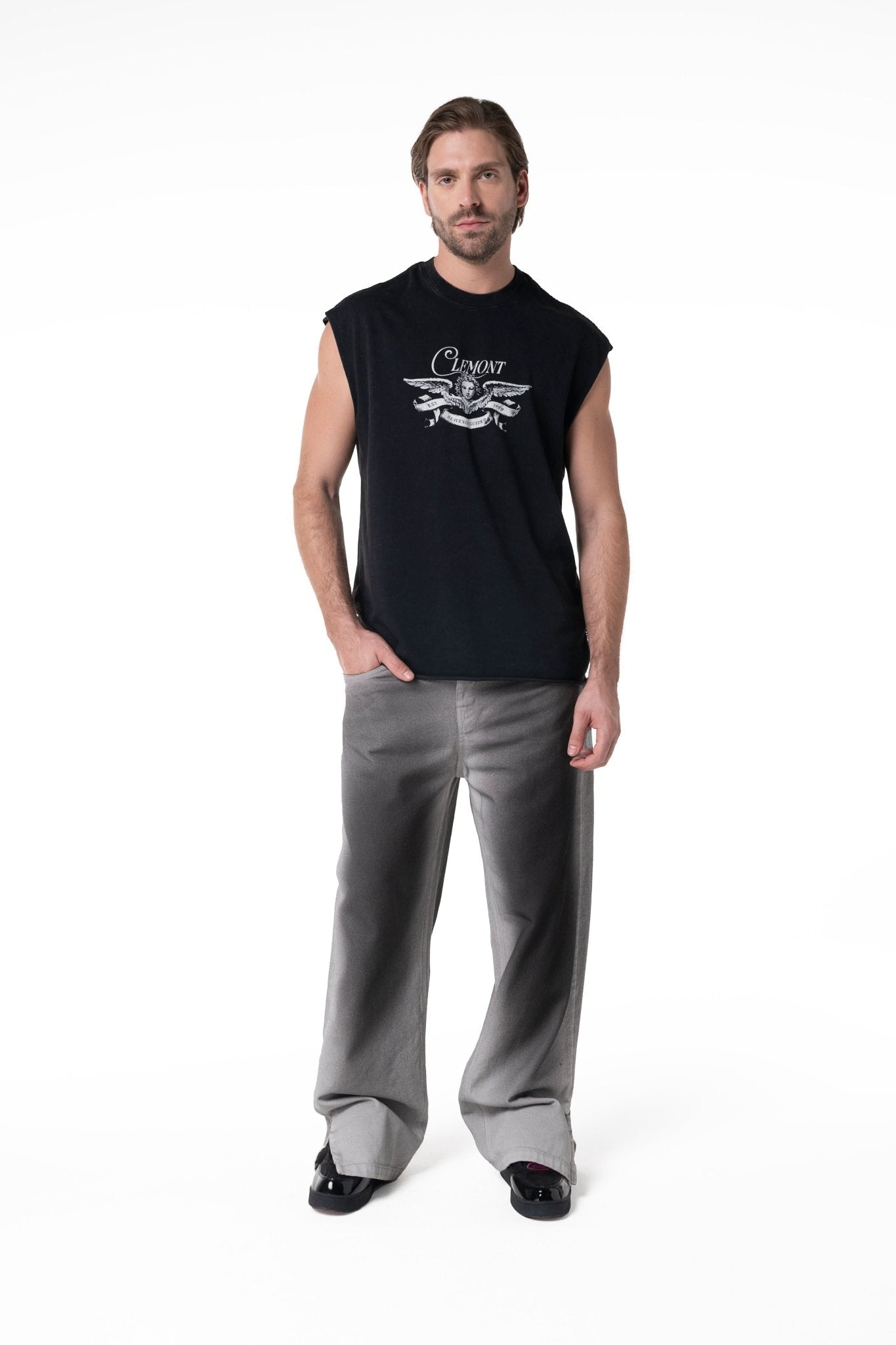 CAMISETA HOMBRE ADOMBRARE LAVADO ÁCIDO NEGRO CLEMONT - Clemont Oficial