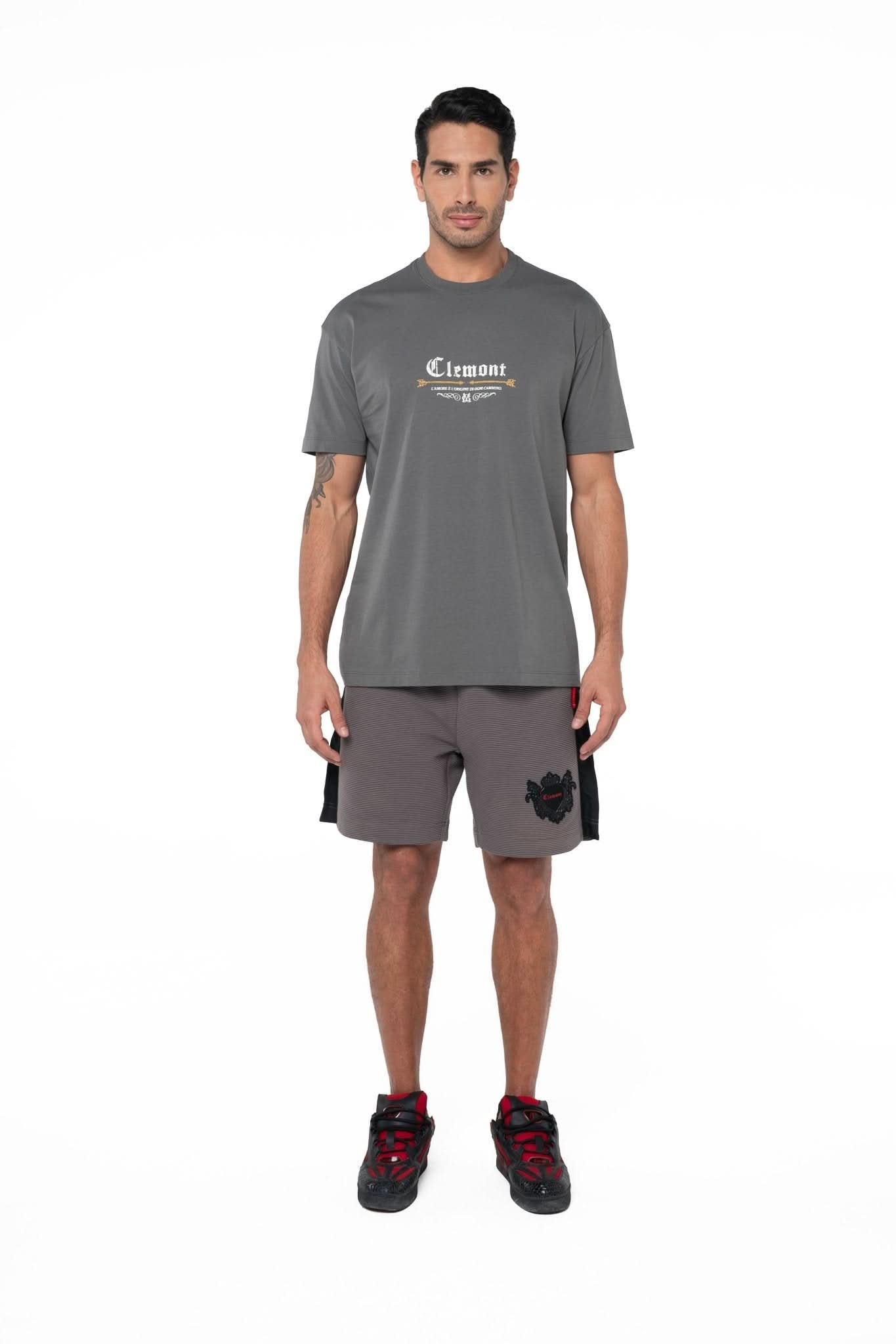 CAMISETA MASCULINA TATTILE SEMI OVERSIZED GRIS CLEMONT - Clemont Oficial
