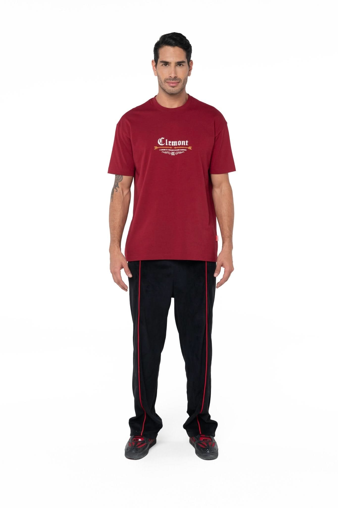 CAMISETA MASCULINA TATTILE SEMI OVERSIZED VINOTINTO CLEMONT - Clemont Oficial