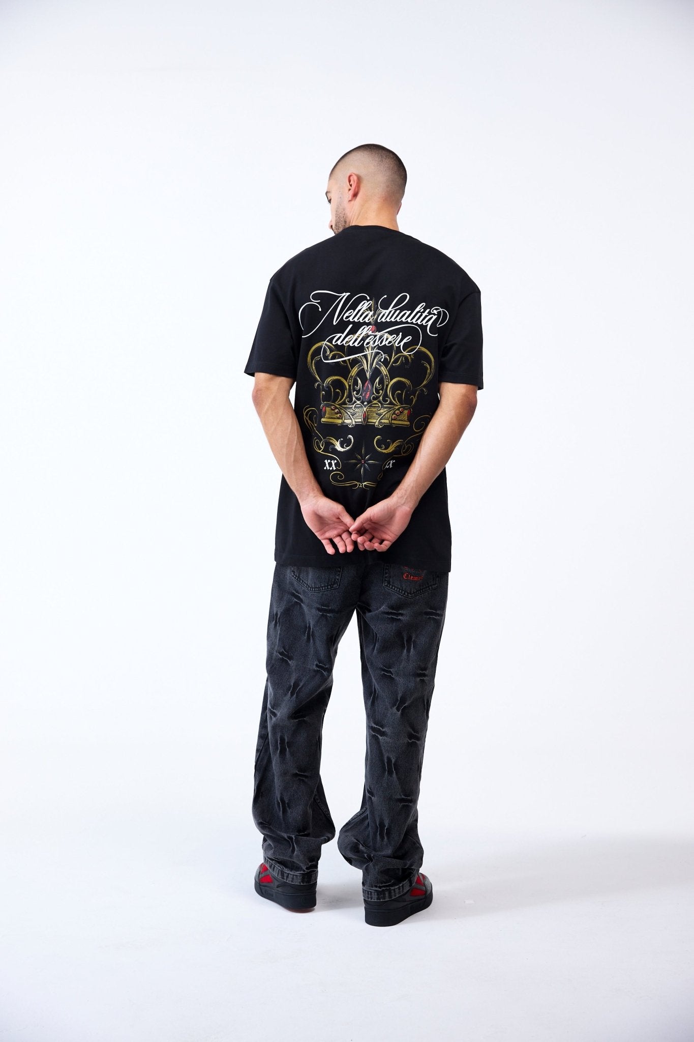 CAMISETA OVERSIZED MASCULINO FILIGRANA NEGRO CLEMONT - Clemont Oficial