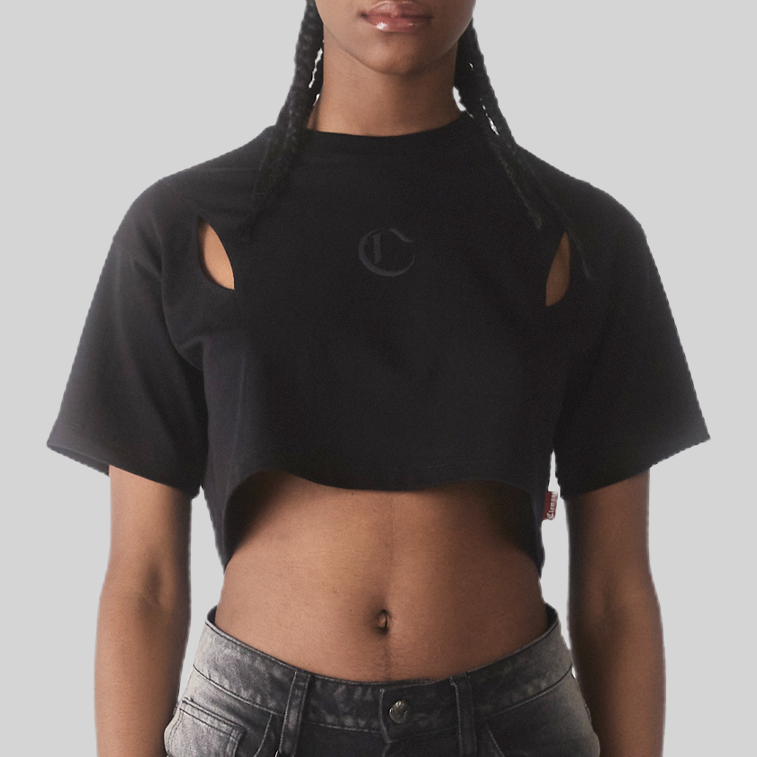 CROP TOP OVERSIZED FIUME NEGRO CLEMONT