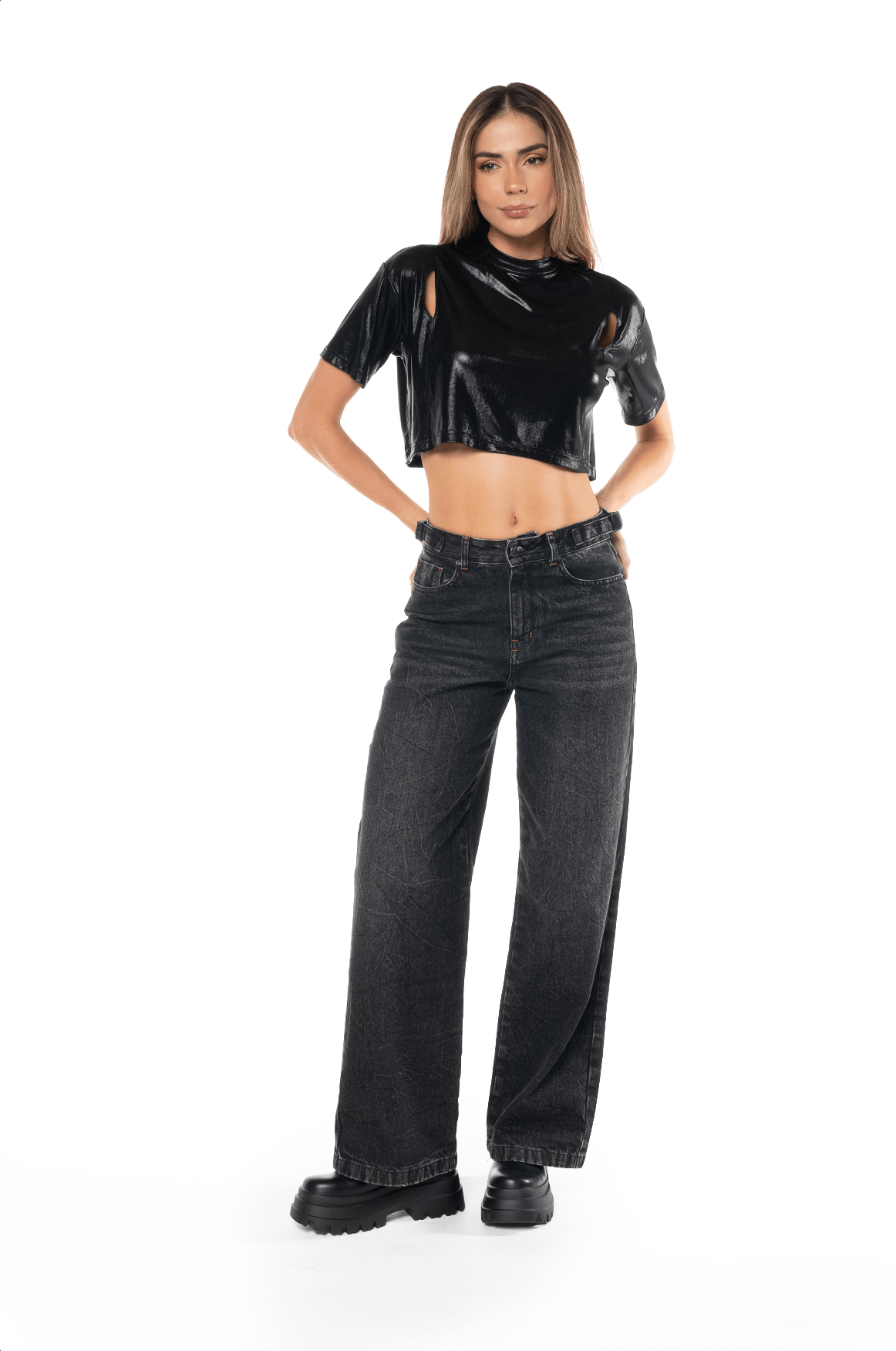 CROP TOP PLATINATO NEGRO FEMENINO CLEMONT - CLEMONT.CO S.A.S.