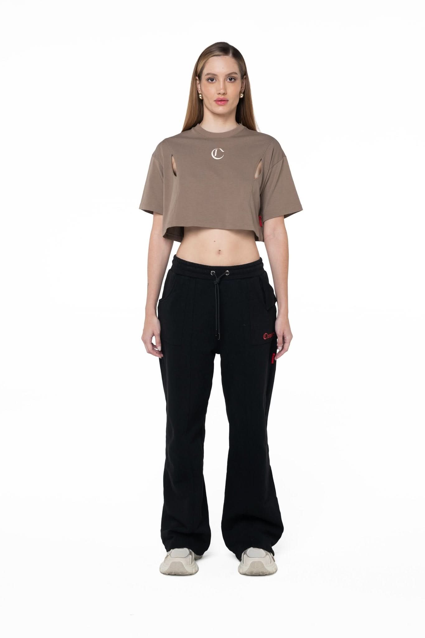 CROP TOP SEMI OVERSIZED MUJER APPOGGIO TAUPE CLEMONT - Clemont Oficial