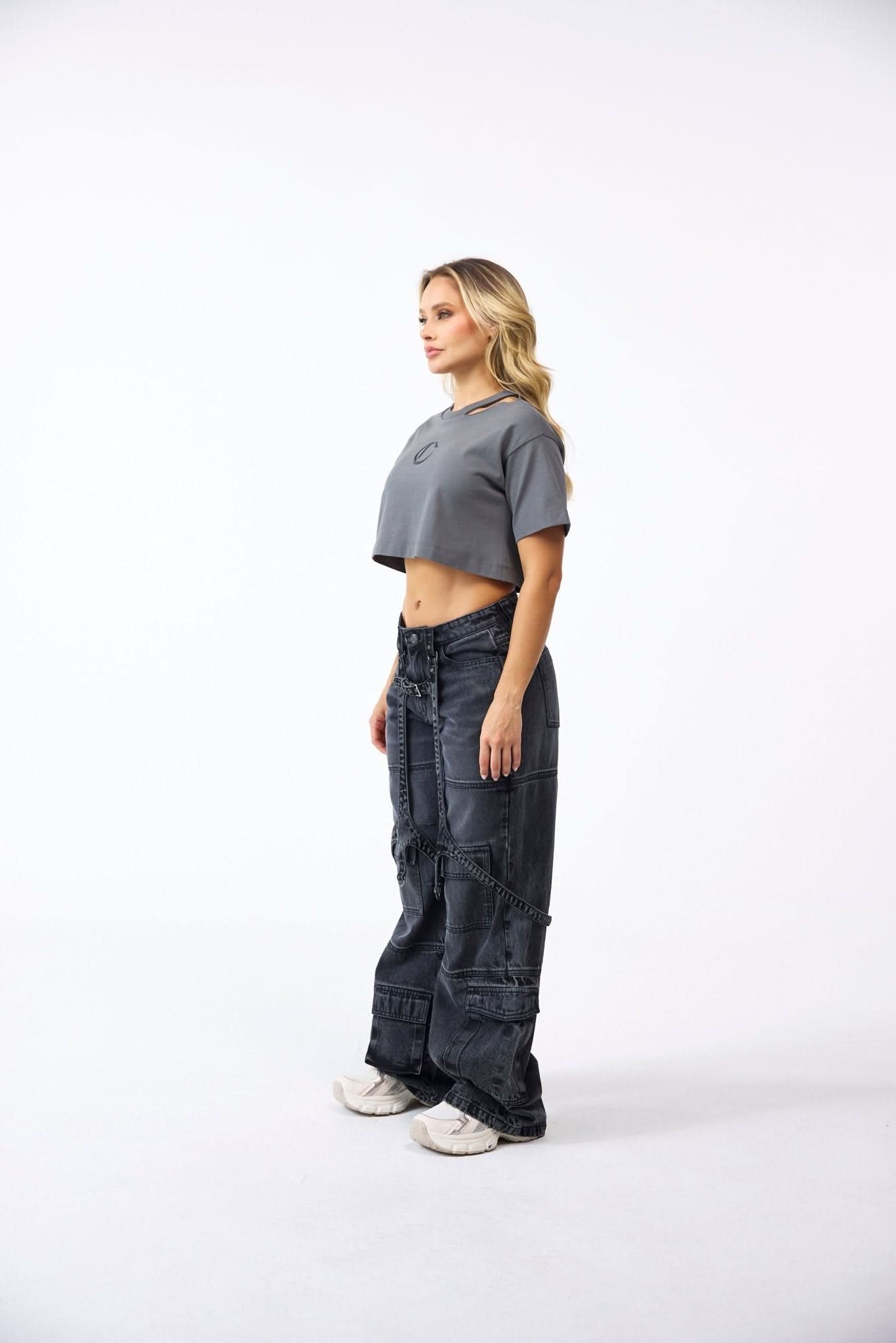 CROPTOP OVERSIZED MUJER CENERE GRIS OSCURO CLEMONT - CLEMONT.CO S.A.S.