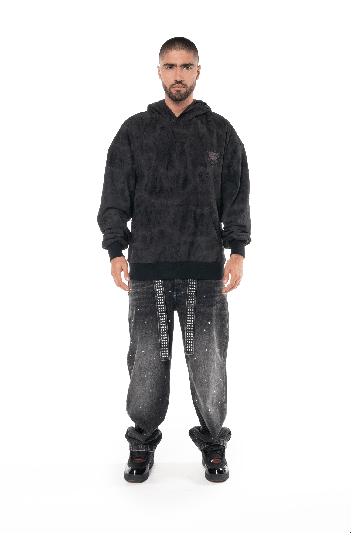 HOODIE DISPERAZIONE NEGRO MASCULINO CLEMONT - Clemont Oficial