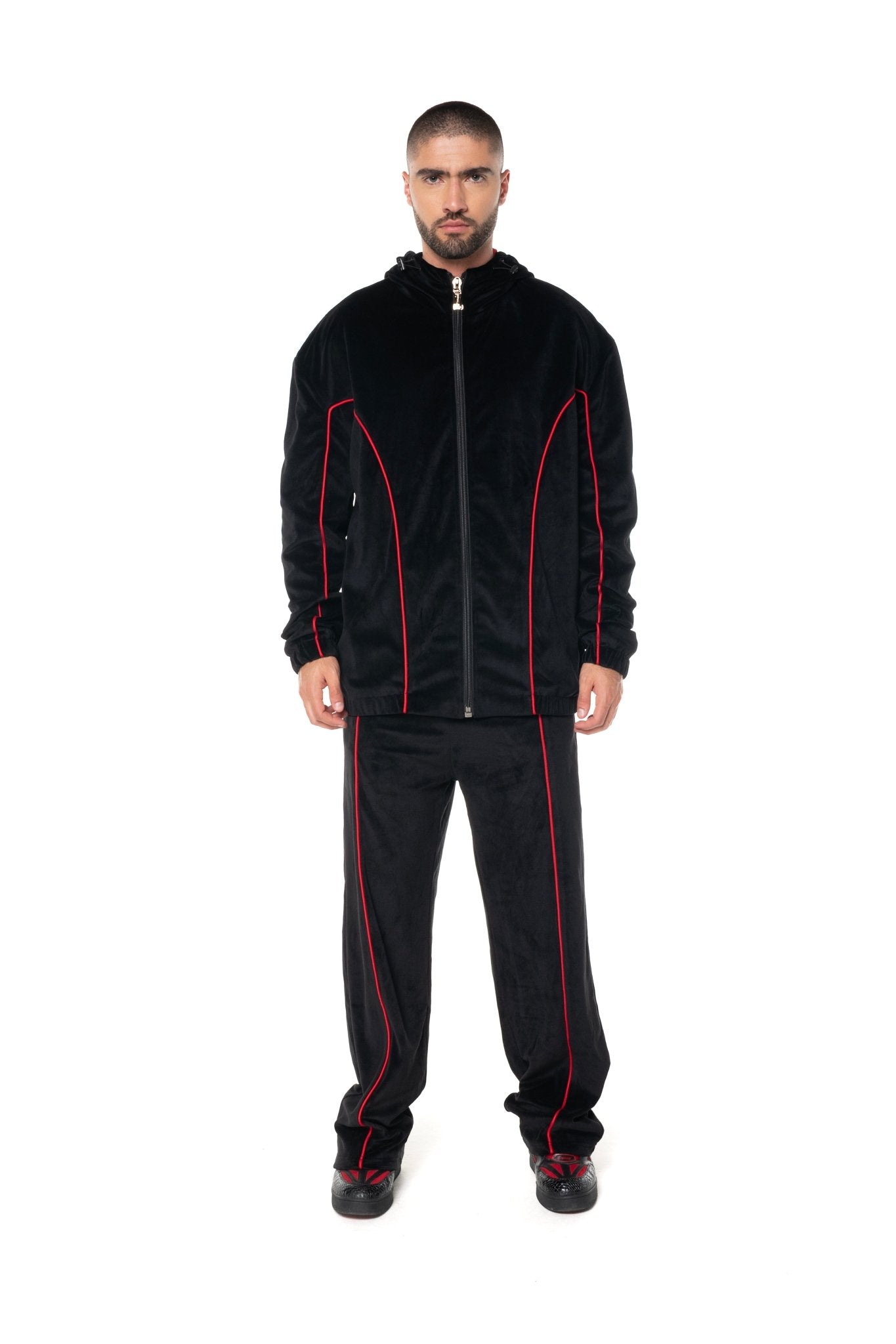 HOODIE MASCULINO RADUNARE NEGRO/ROJO CLEMONT - Clemont Oficial
