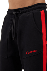 SWEAT PANTS MEN LUSSO BLACK/RED CLEMONT - CLEMONT.CO S.A.S.