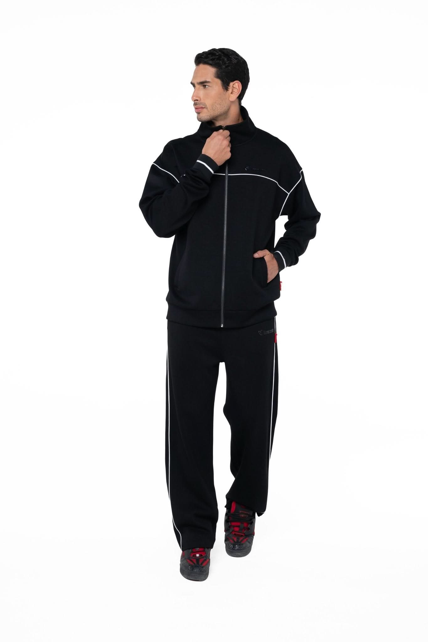 SWEATER MOCK NECK MASCULINO TRACCIA NEGRO CREMA - Clemont Oficial