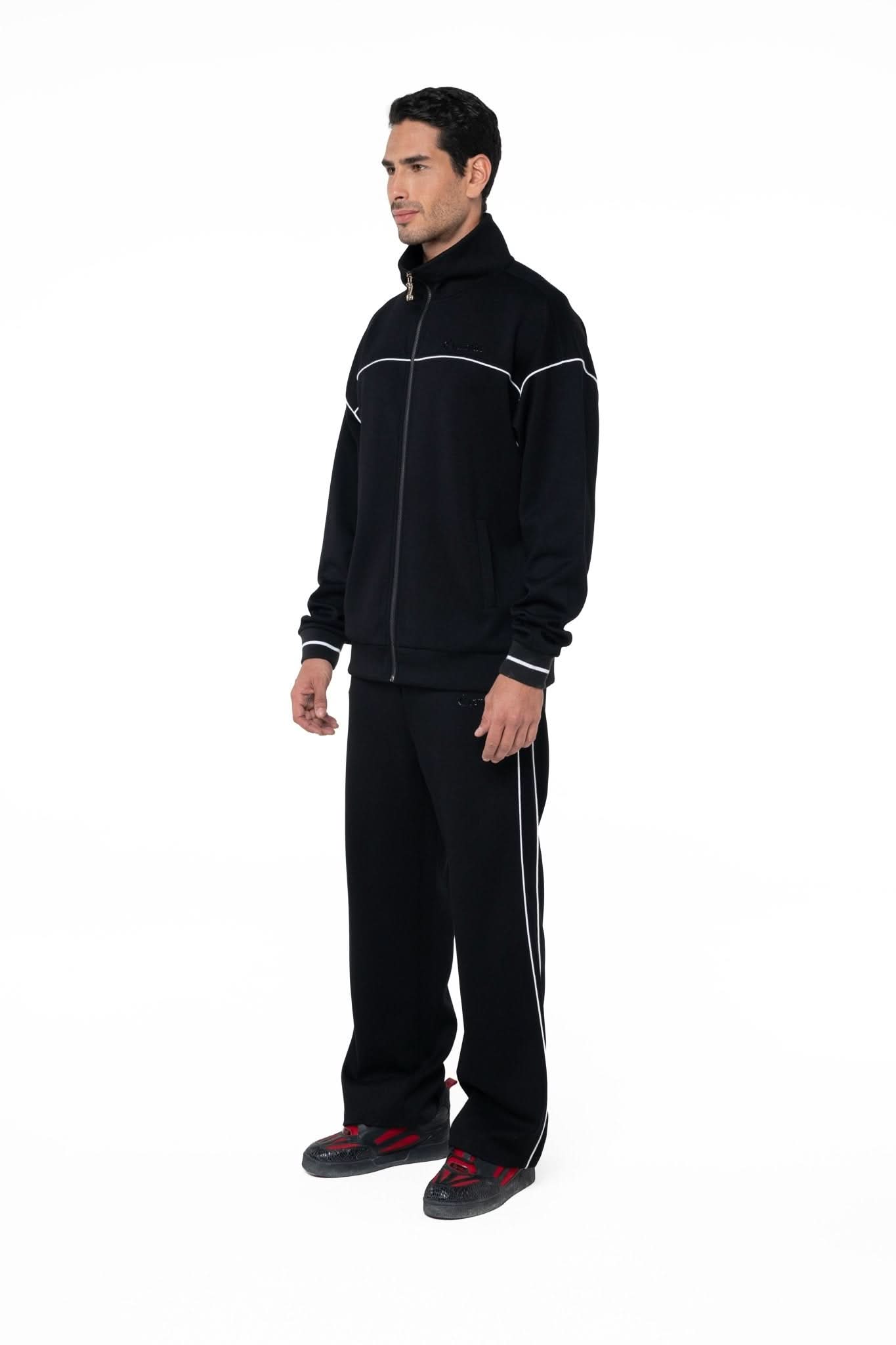 SWEATER MOCK NECK MASCULINO TRACCIA NEGRO CREMA - Clemont Oficial