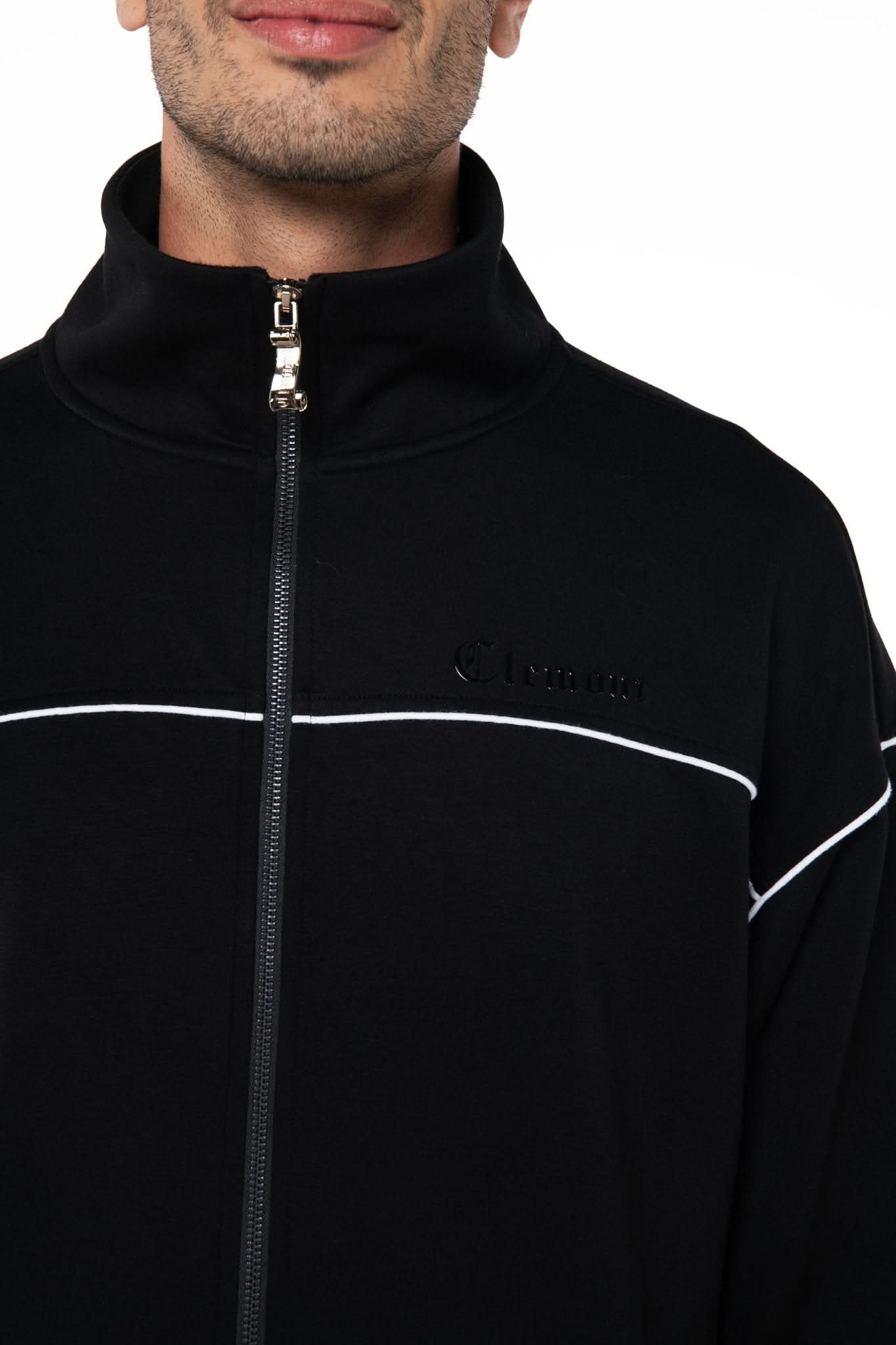 SWEATER MOCK NECK MASCULINO TRACCIA NEGRO CREMA - Clemont Oficial