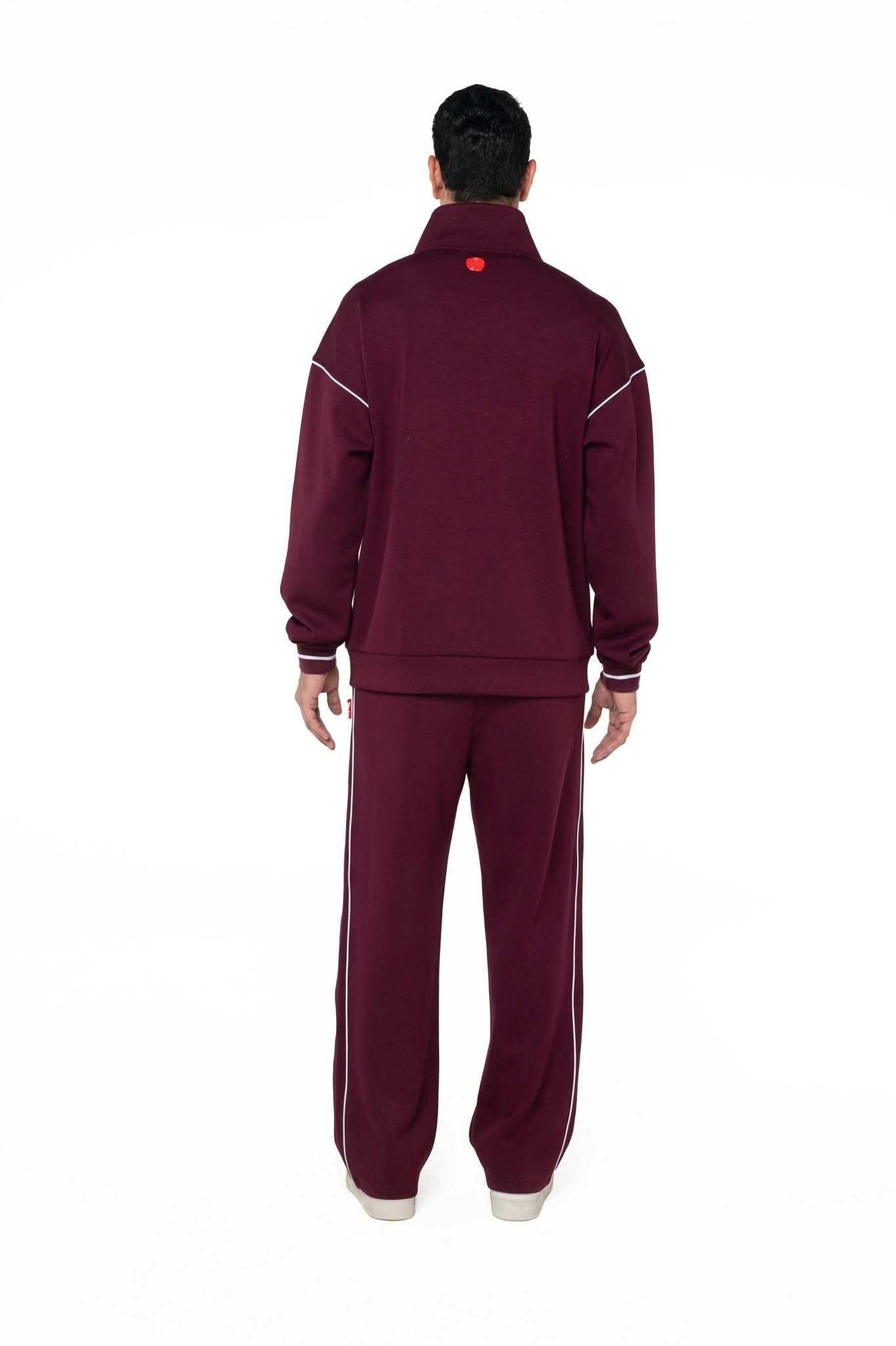 SWEATER MOCK NECK MASCULINO TRACCIA VINOTINTO/CREMA CLEMONT - Clemont Oficial