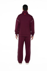 SWEATER MOCK NECK MASCULINO TRACCIA VINOTINTO/CREMA CLEMONT - Clemont Oficial